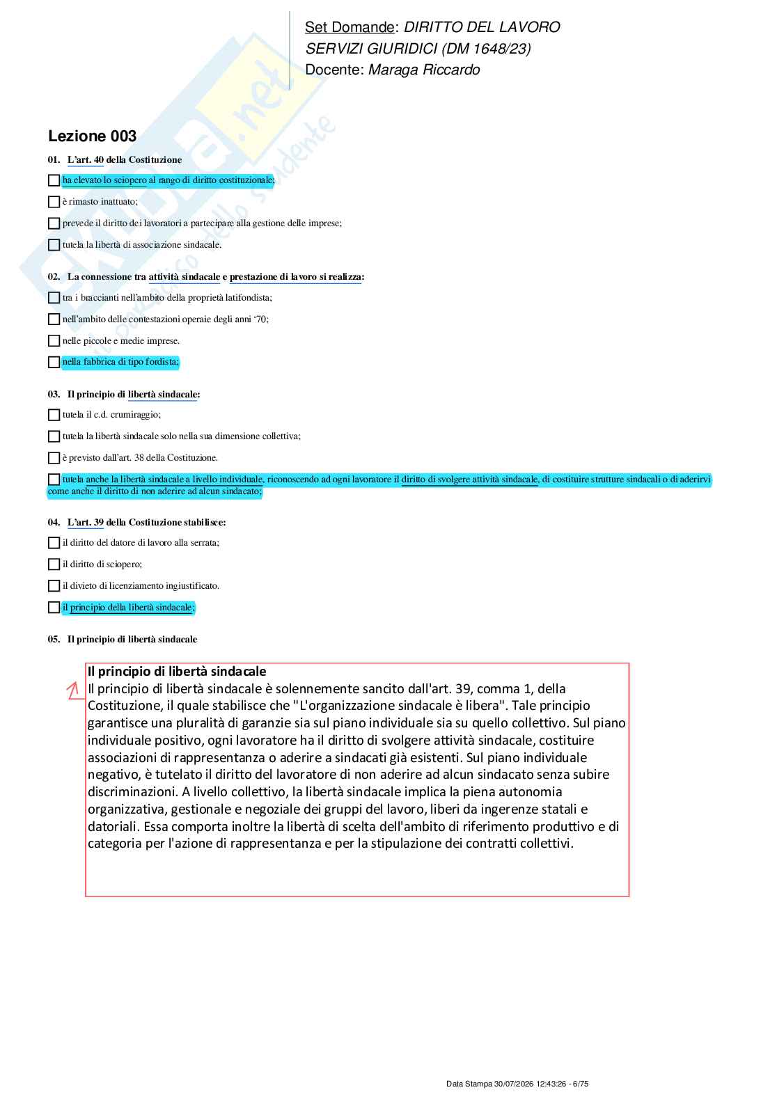 Paniere nuovo (2026) completo di Diritto del lavoro  Pag. 6