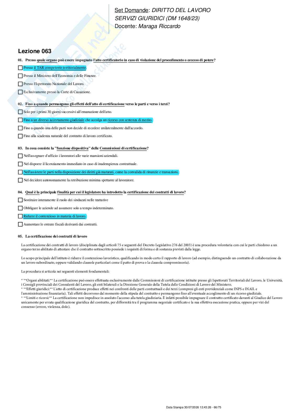 Paniere nuovo (2026) completo di Diritto del lavoro  Pag. 66