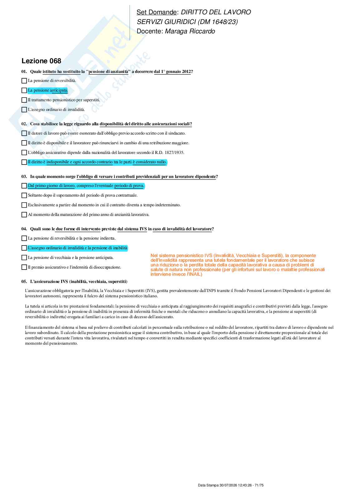 Paniere nuovo (2026) completo di Diritto del lavoro  Pag. 71