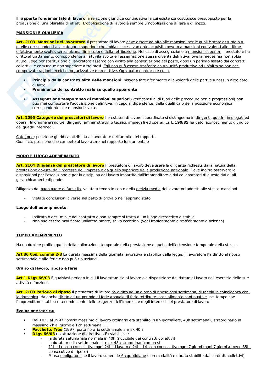 Diritto del lavoro Pag. 1