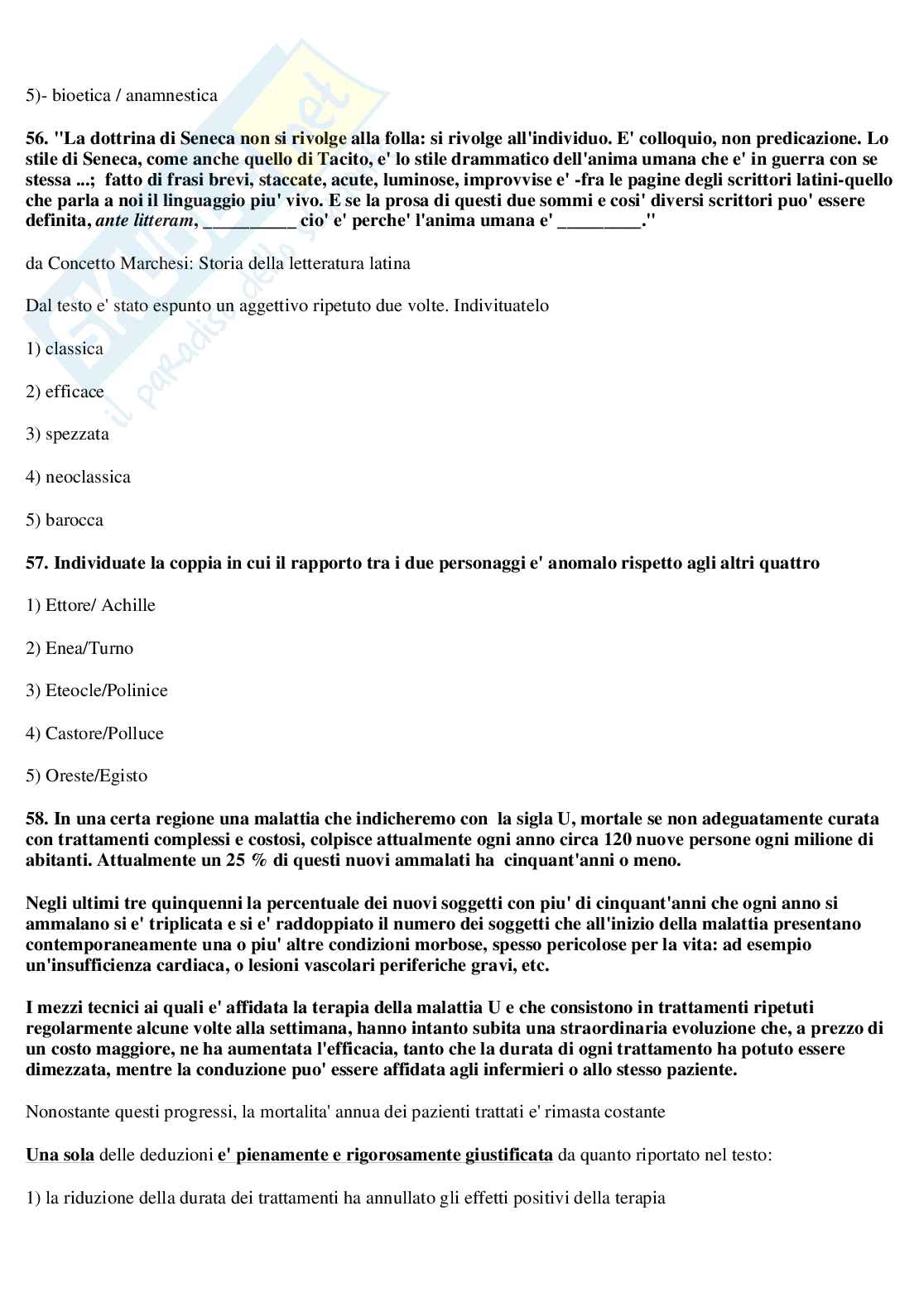 1998 Medicina: test di ammissione Pag. 16