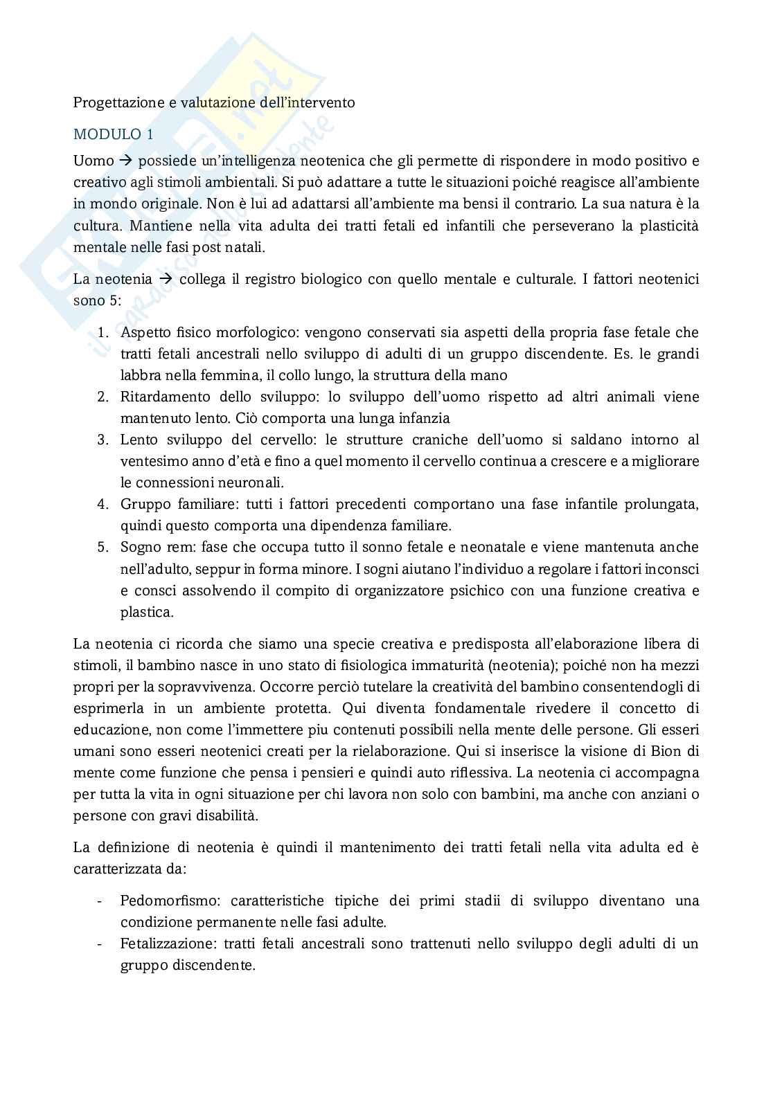 Progettazione e valutazione dell'intervento - psicologia clinica e della riabilitazione Pag. 1
