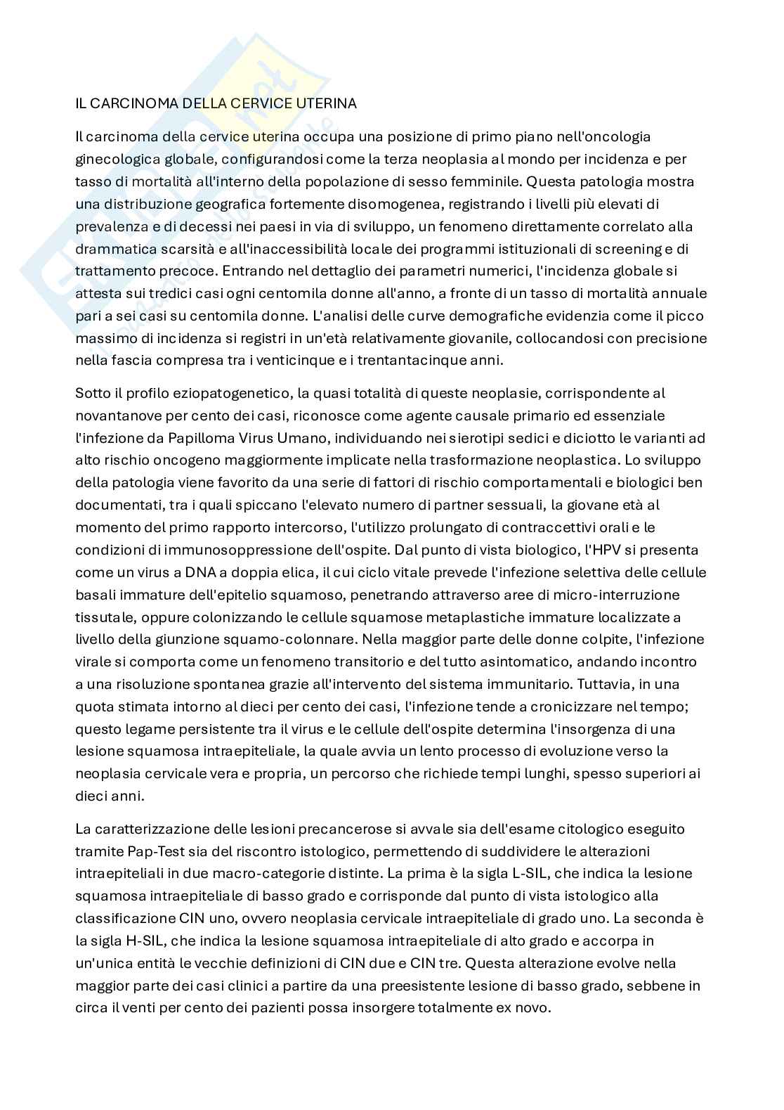 Carcinoma della cervice, ovaio e melanoma Pag. 1