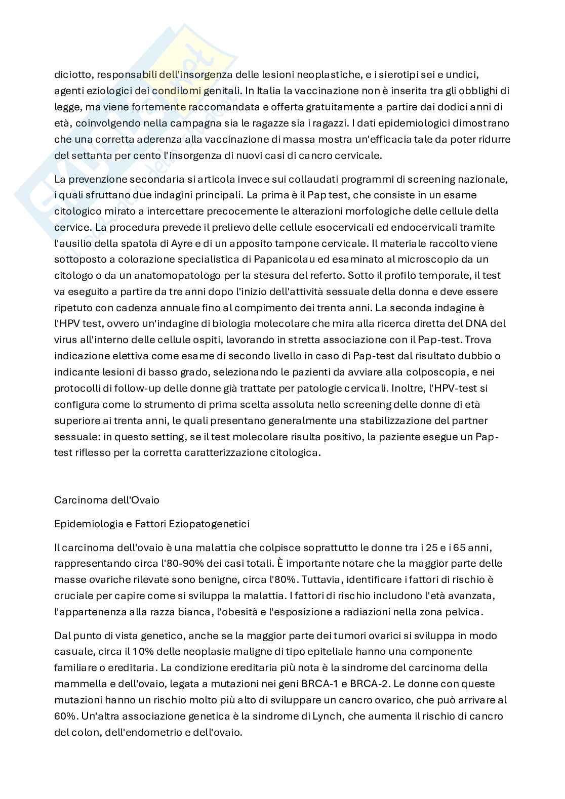 Carcinoma della cervice, ovaio e melanoma Pag. 6