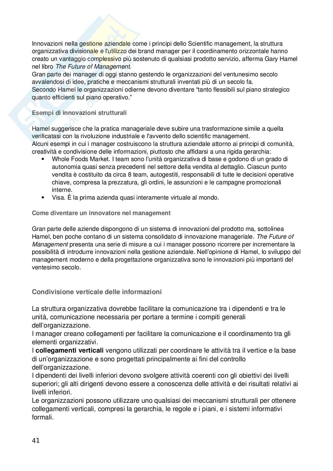 Riassunto esame Organizzazione aziendale, prof Niccolini, Organizzazione aziendale, Daft Pag. 41