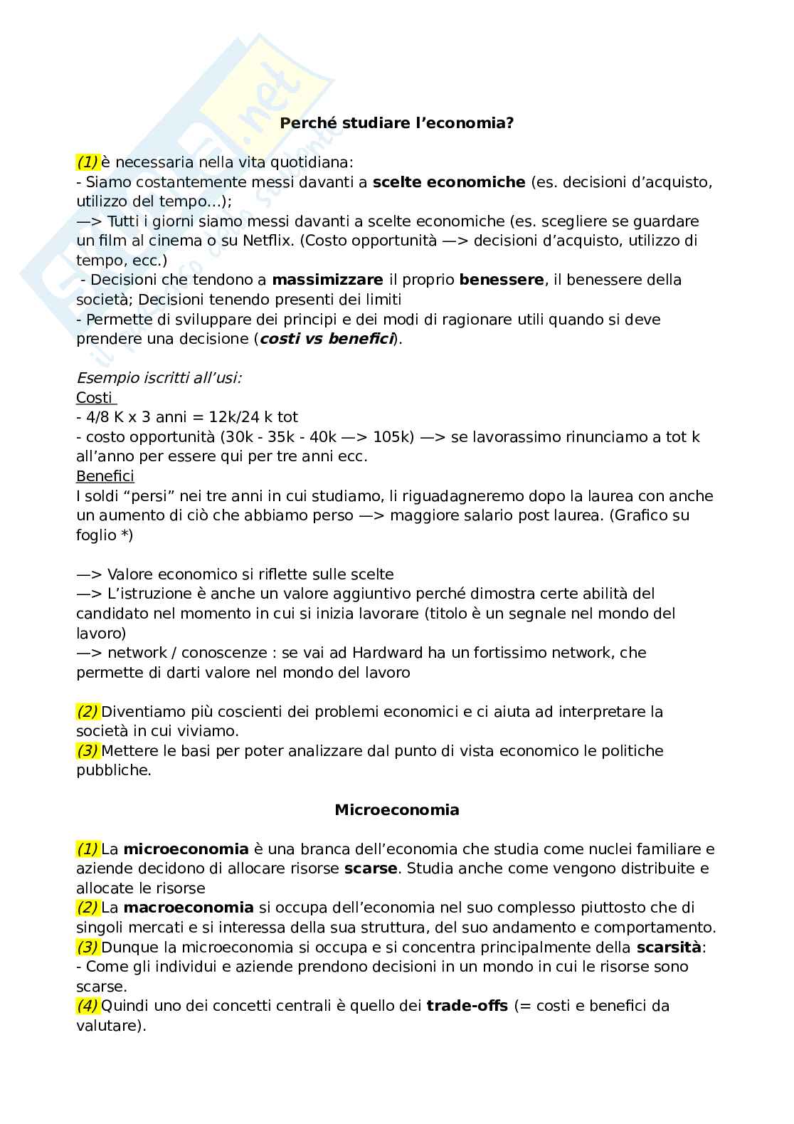 Appunti di Economia - I parte  Pag. 2