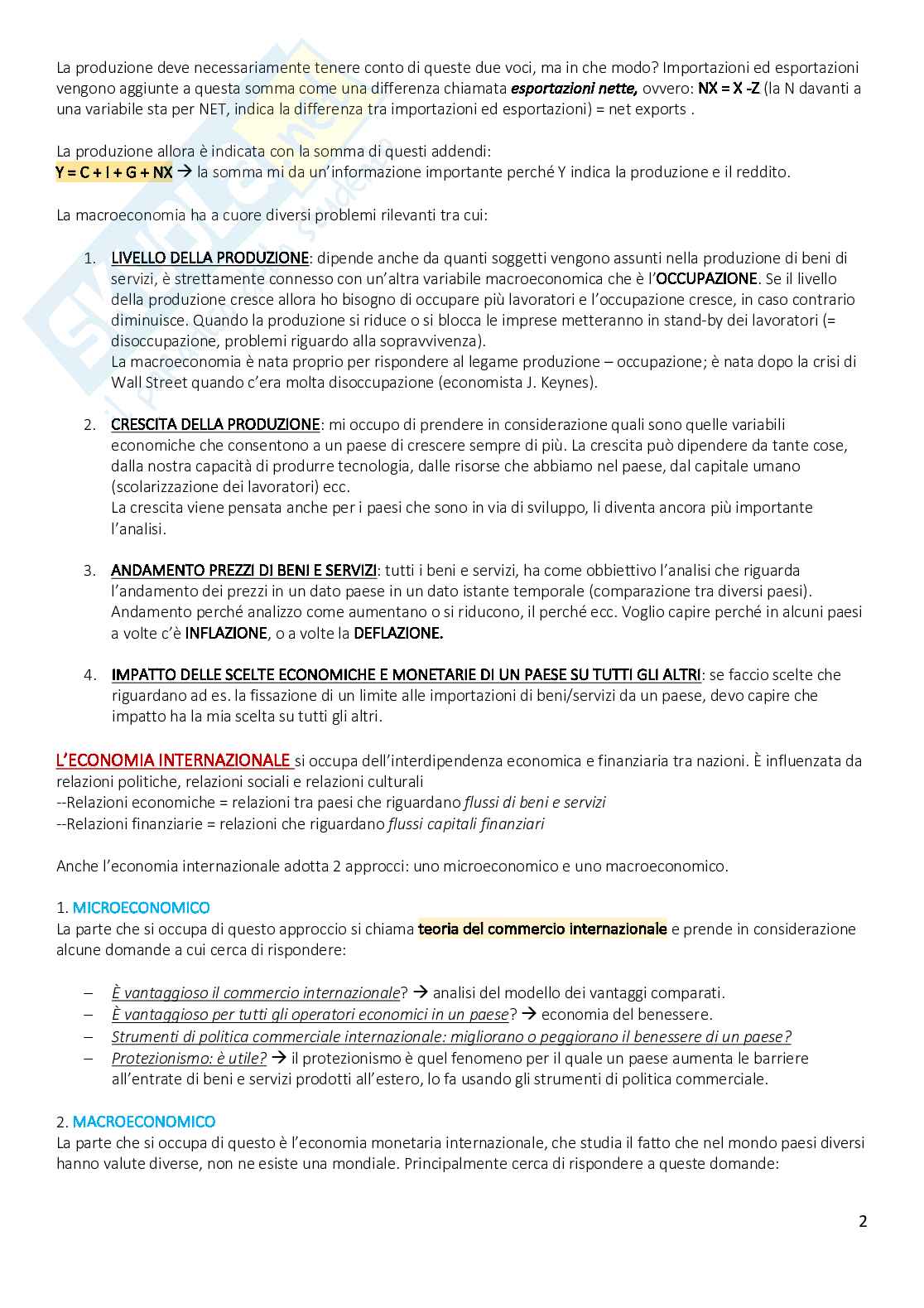 Appunti di Economia internazionale   Pag. 2