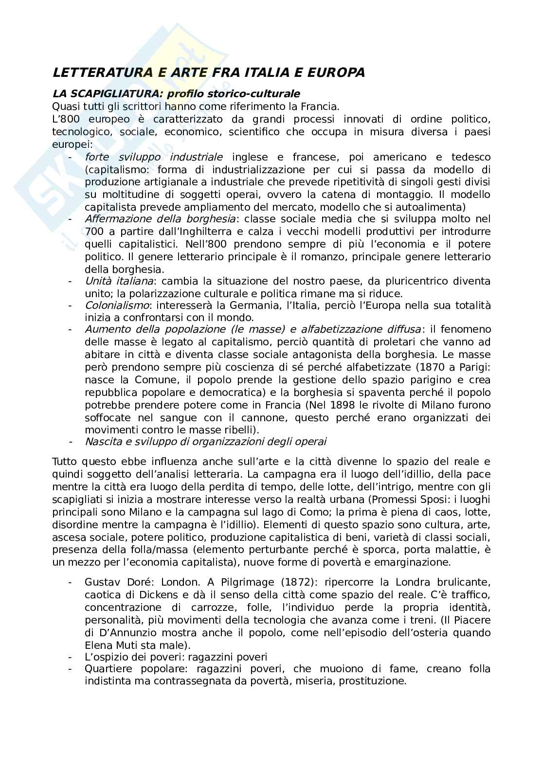 Letteratura e arte fra Italia e Europa Pag. 1