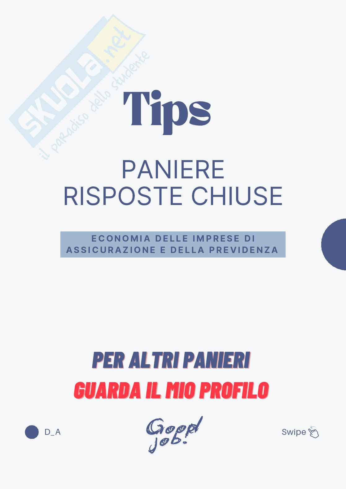 Economia delle imprese di assicurazione e della previdenza – Paniere ufficiale risposte chiuse completo e corretto  Pag. 1
