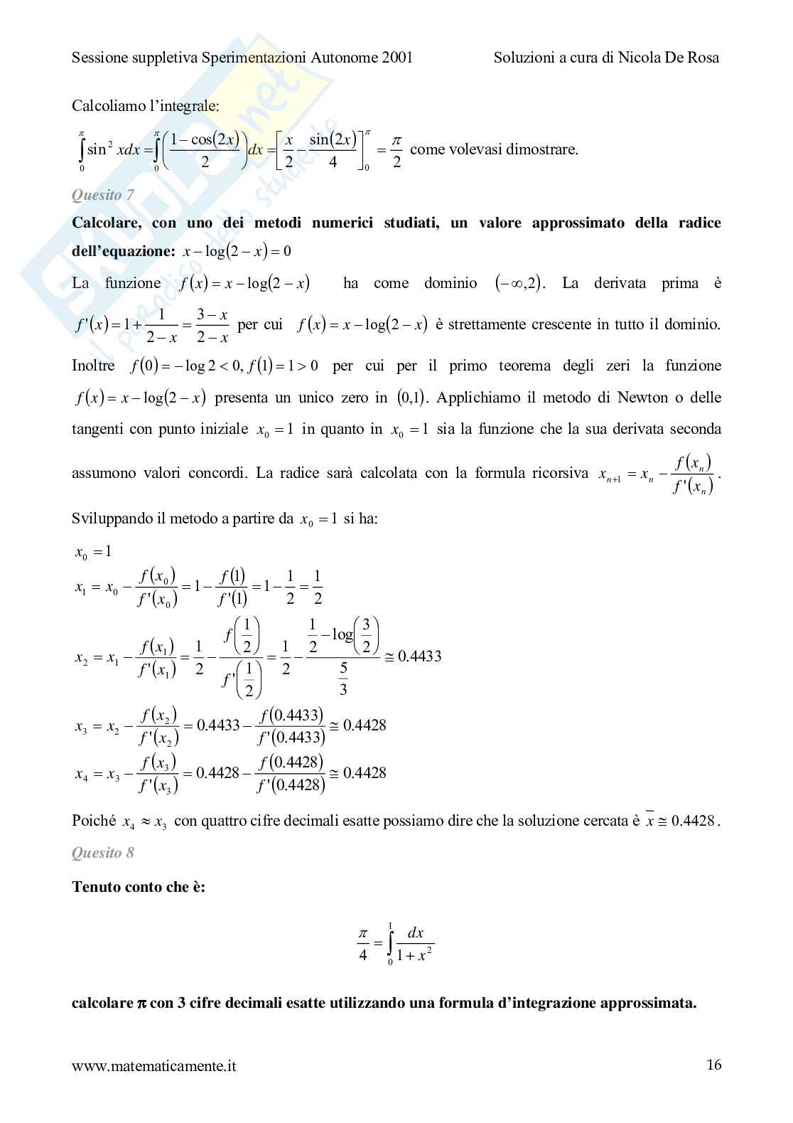 2001 - liceo scientifico -  sperimentazioni autonome - sessione suppletiva Pag. 16