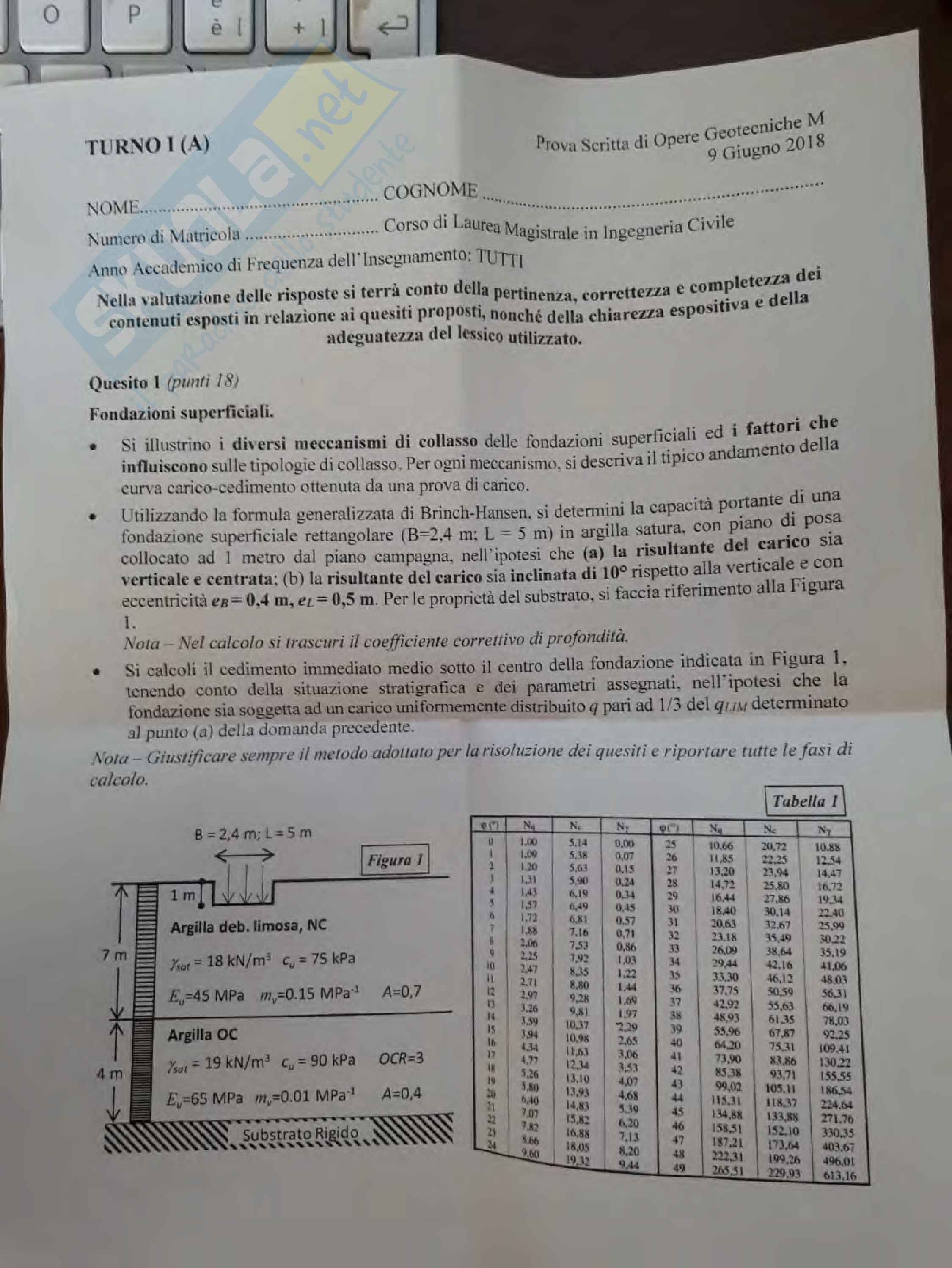 Prove di esame svolte di Opere geotecniche M Pag. 11