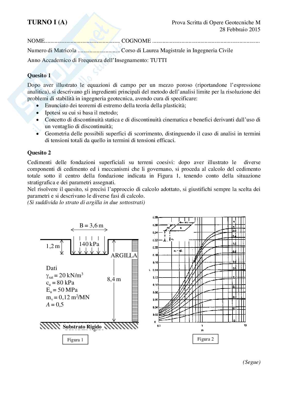Prove di esame svolte di Opere geotecniche M Pag. 46