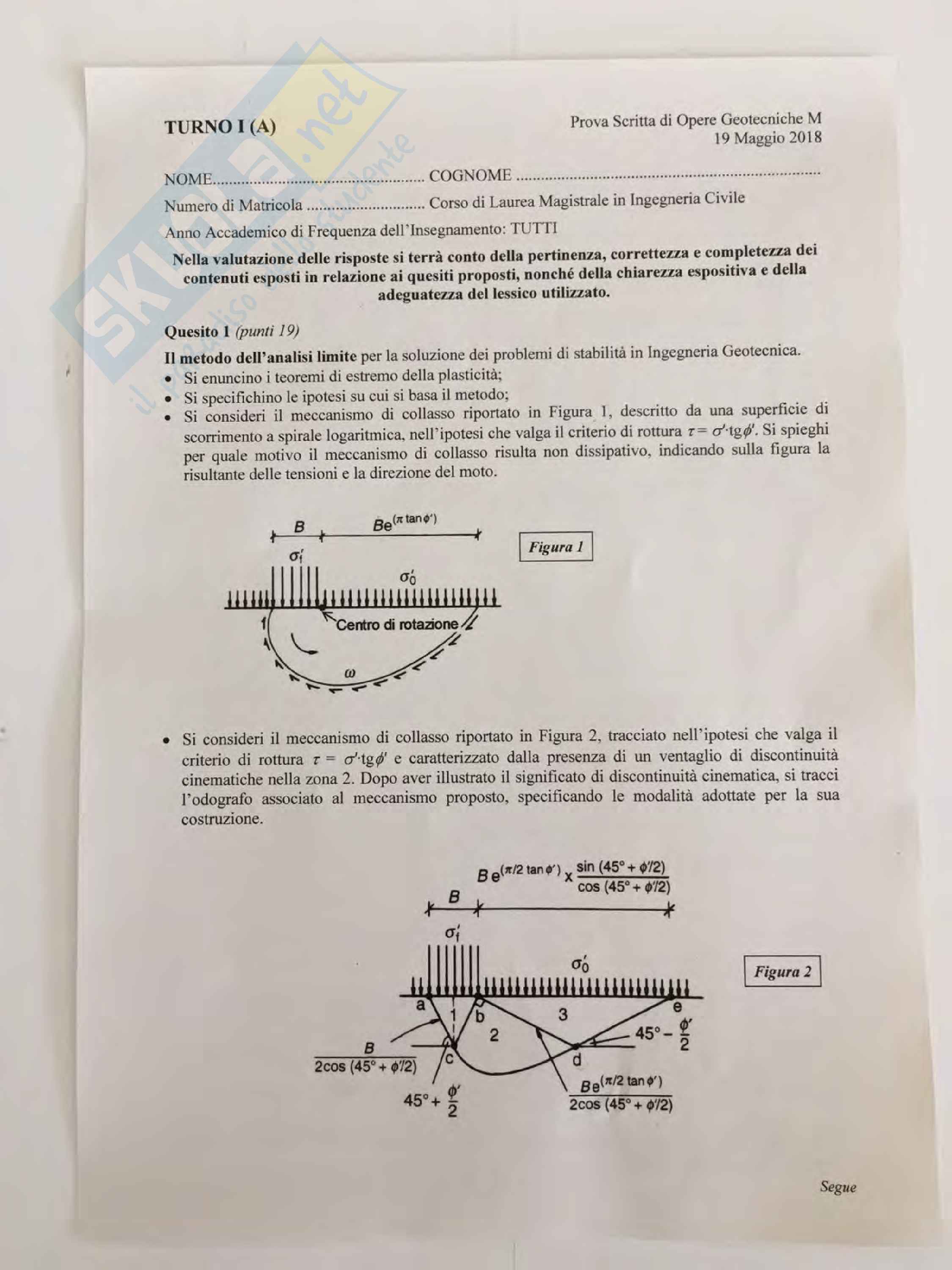 Prove di esame svolte di Opere geotecniche M Pag. 56