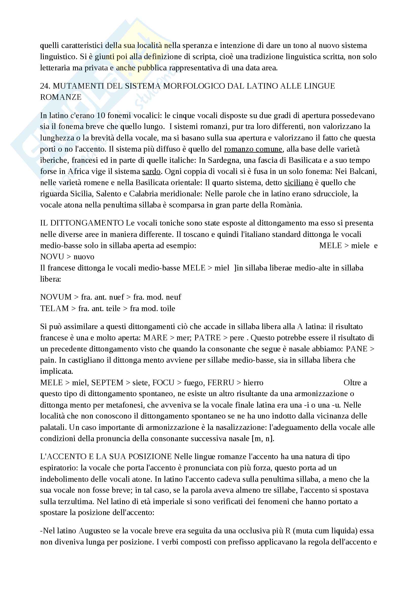 Riassunto esame Filologia Romanza, docente Punzi, libro consigliato Linguistica Romanza, Varvaro, basato su studio autonomo e appunti personali Pag. 11