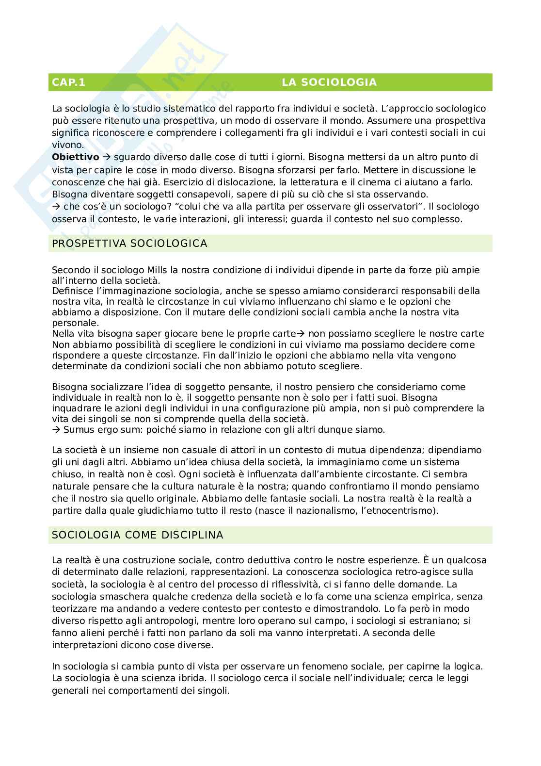 Appunti Completi Del Corso Di Sociologia