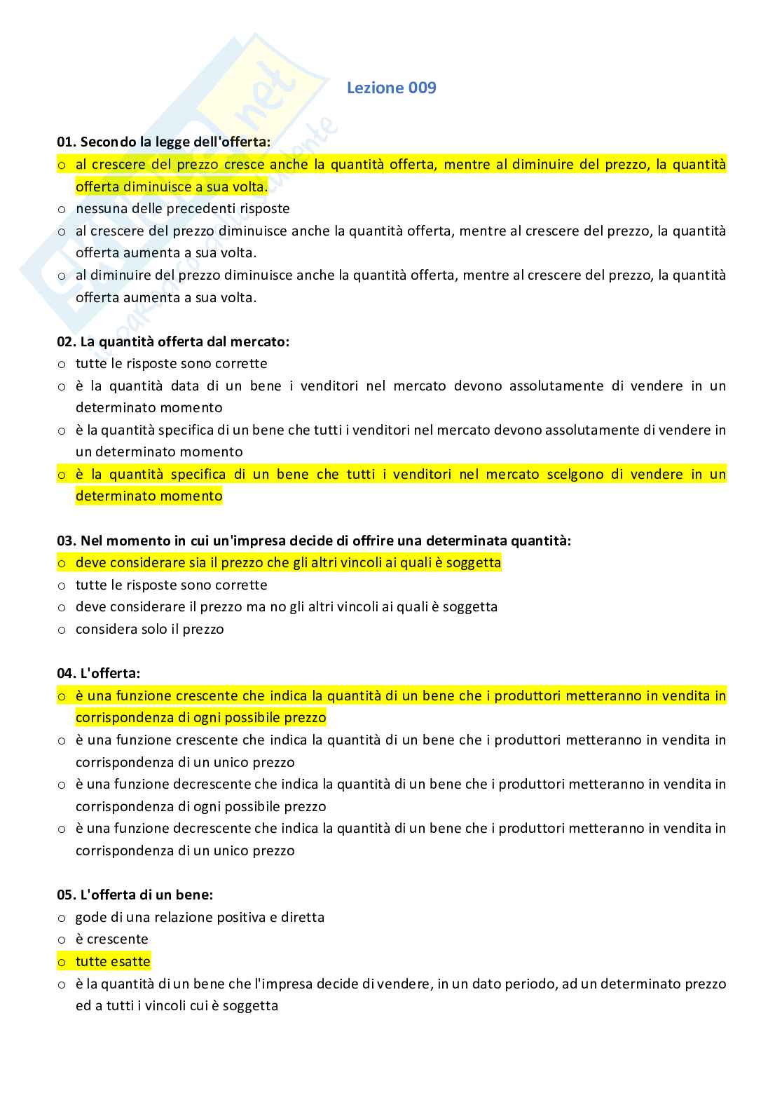 Paniere compilato con risposte chiuse di economia politica Pag. 11