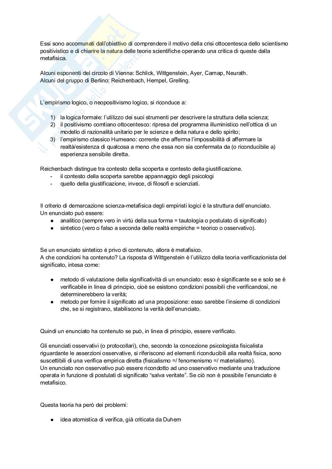 Appunti completi Filosofia della scienza: logica + tutti gli autori Pag. 6