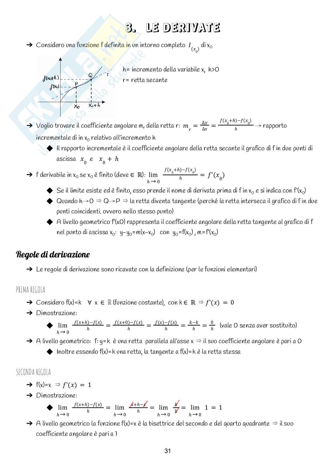 Appunti di Analisi matematica 1 (quello che serve per superare l'esame) Pag. 31