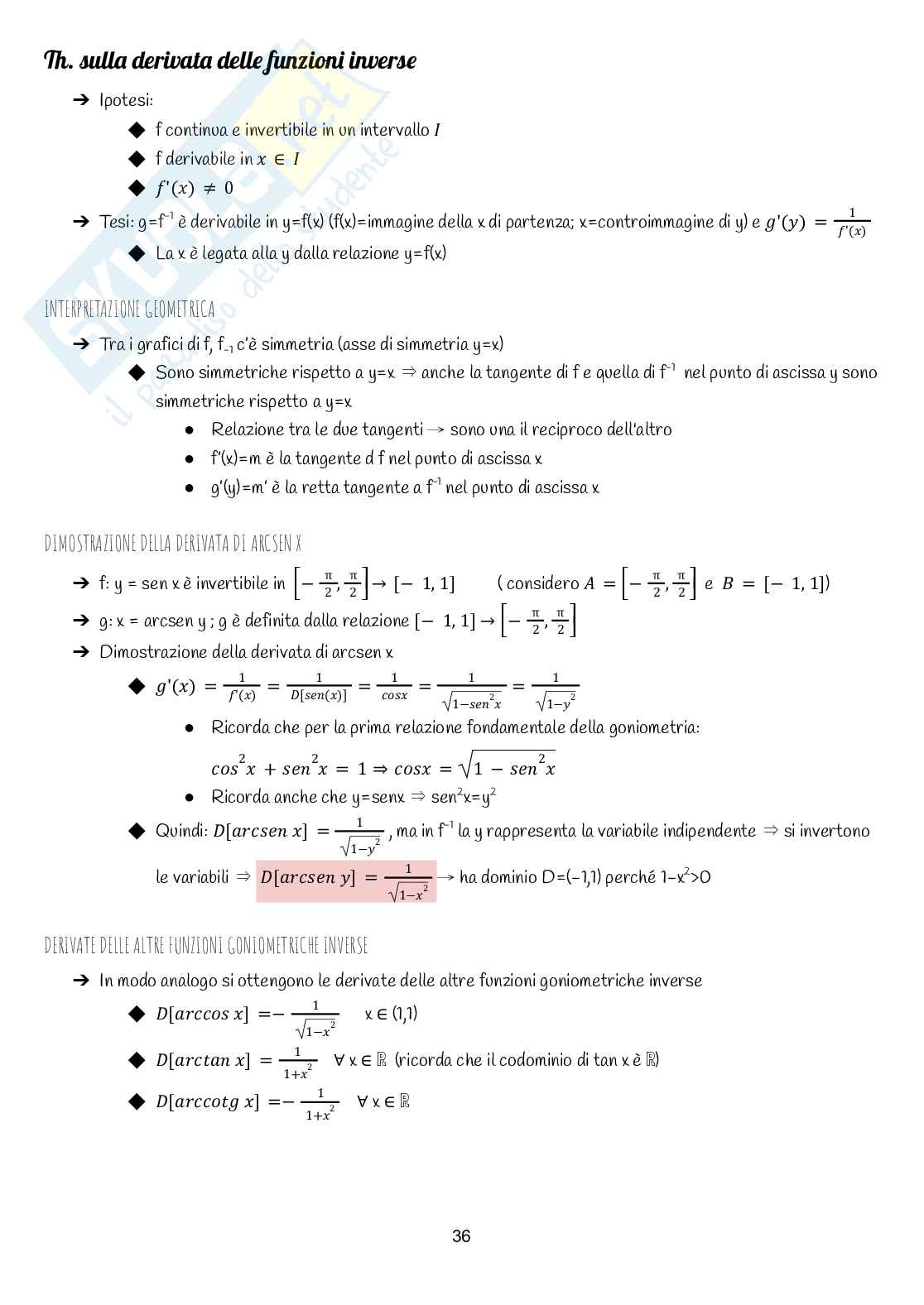 Appunti di Analisi matematica 1 (quello che serve per superare l'esame) Pag. 36