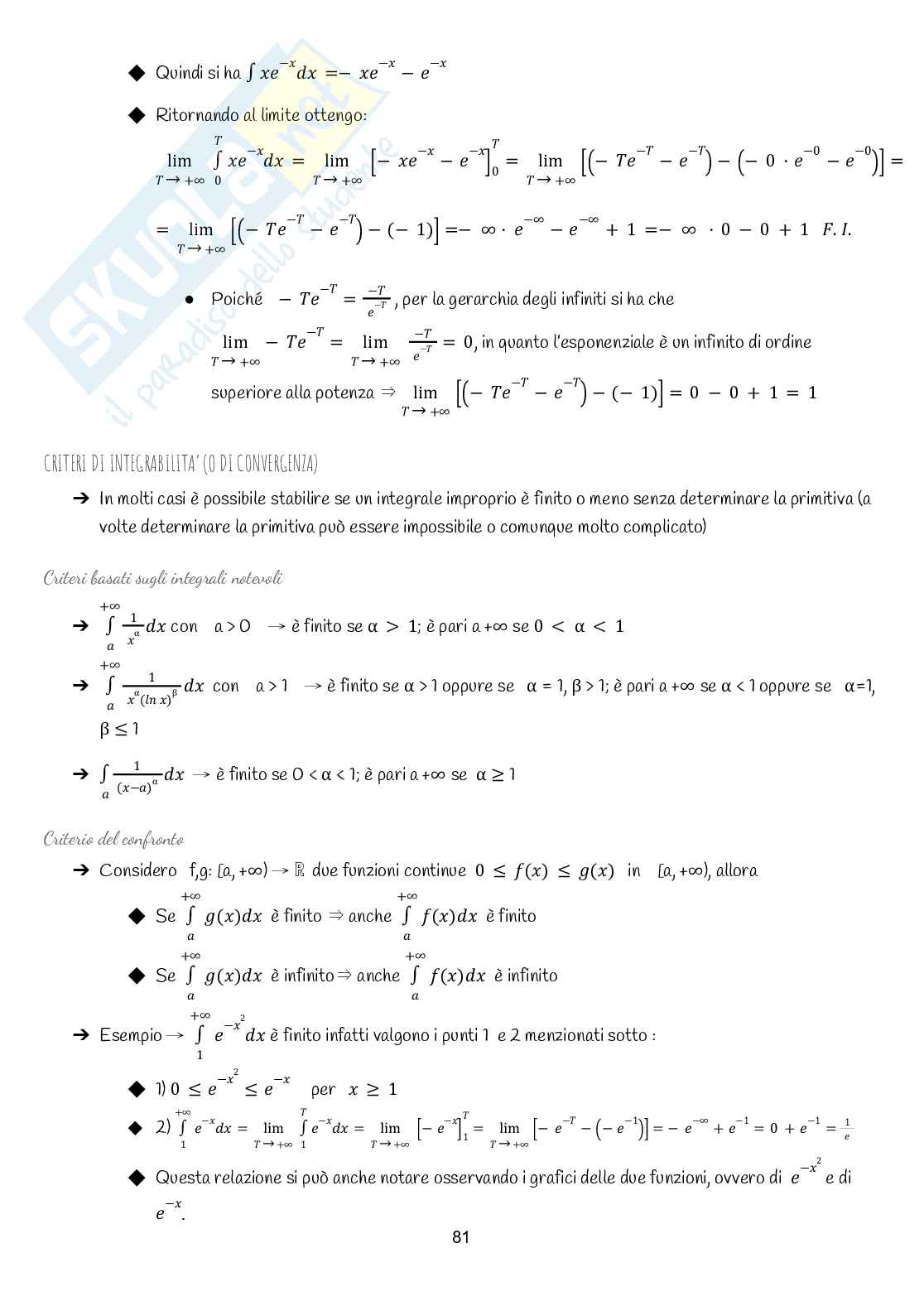 Appunti di Analisi matematica 1 (quello che serve per superare l'esame) Pag. 81
