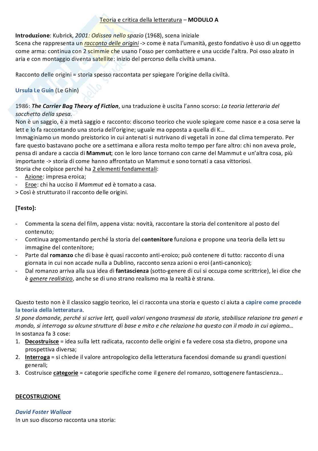 Appunti di Critica e teoria della letteratura Pag. 1