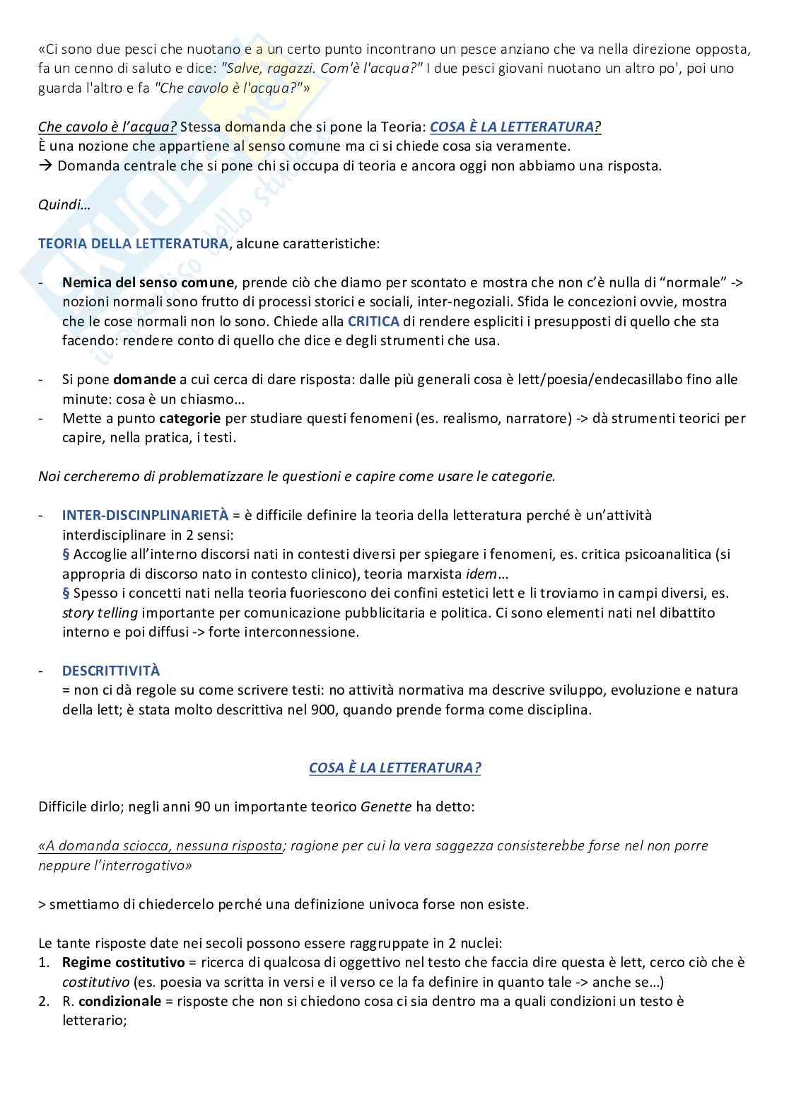 Appunti di Critica e teoria della letteratura Pag. 2