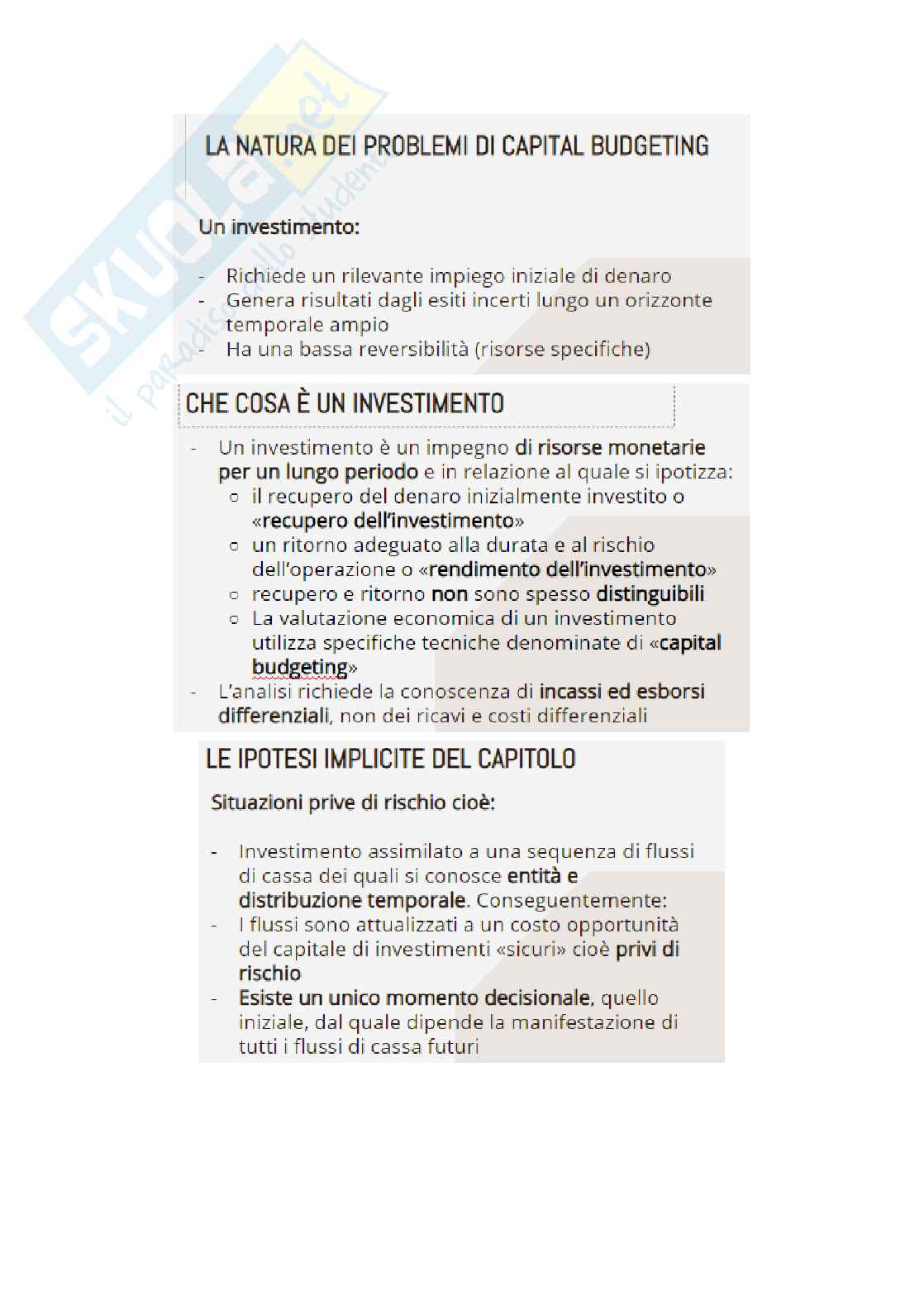 Appunti di Fondamenti di economia aziendale e dell'innovazione sugli investimenti  Pag. 1