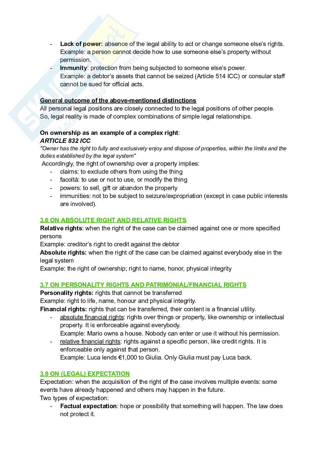 Riassunto esame Private law, Prof. Reali Alessio, libro consigliato Lecture on Italian Private Law , Reali Pag. 16