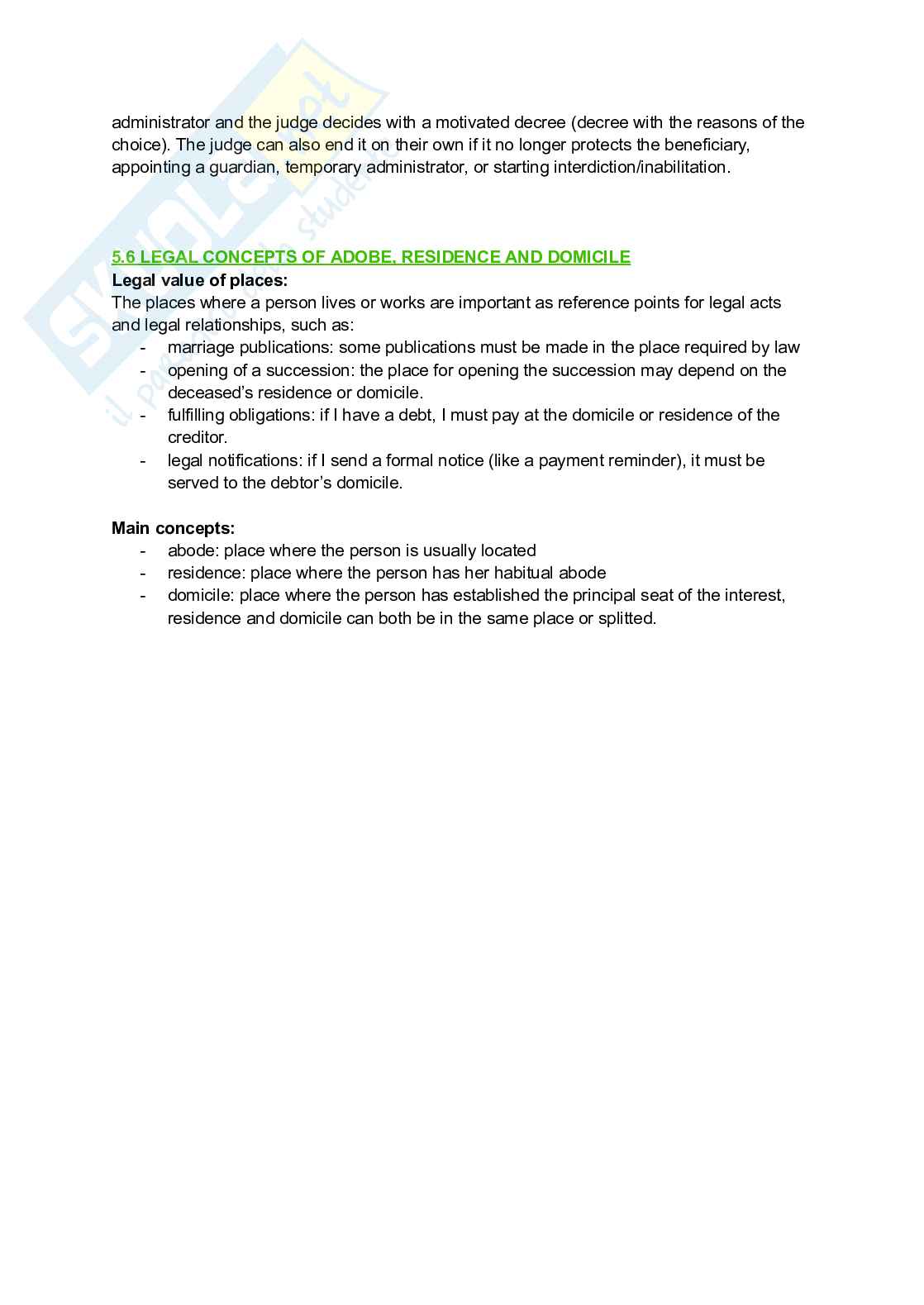 Riassunto esame Private law, Prof. Reali Alessio, libro consigliato Lecture on Italian Private Law , Reali Pag. 36