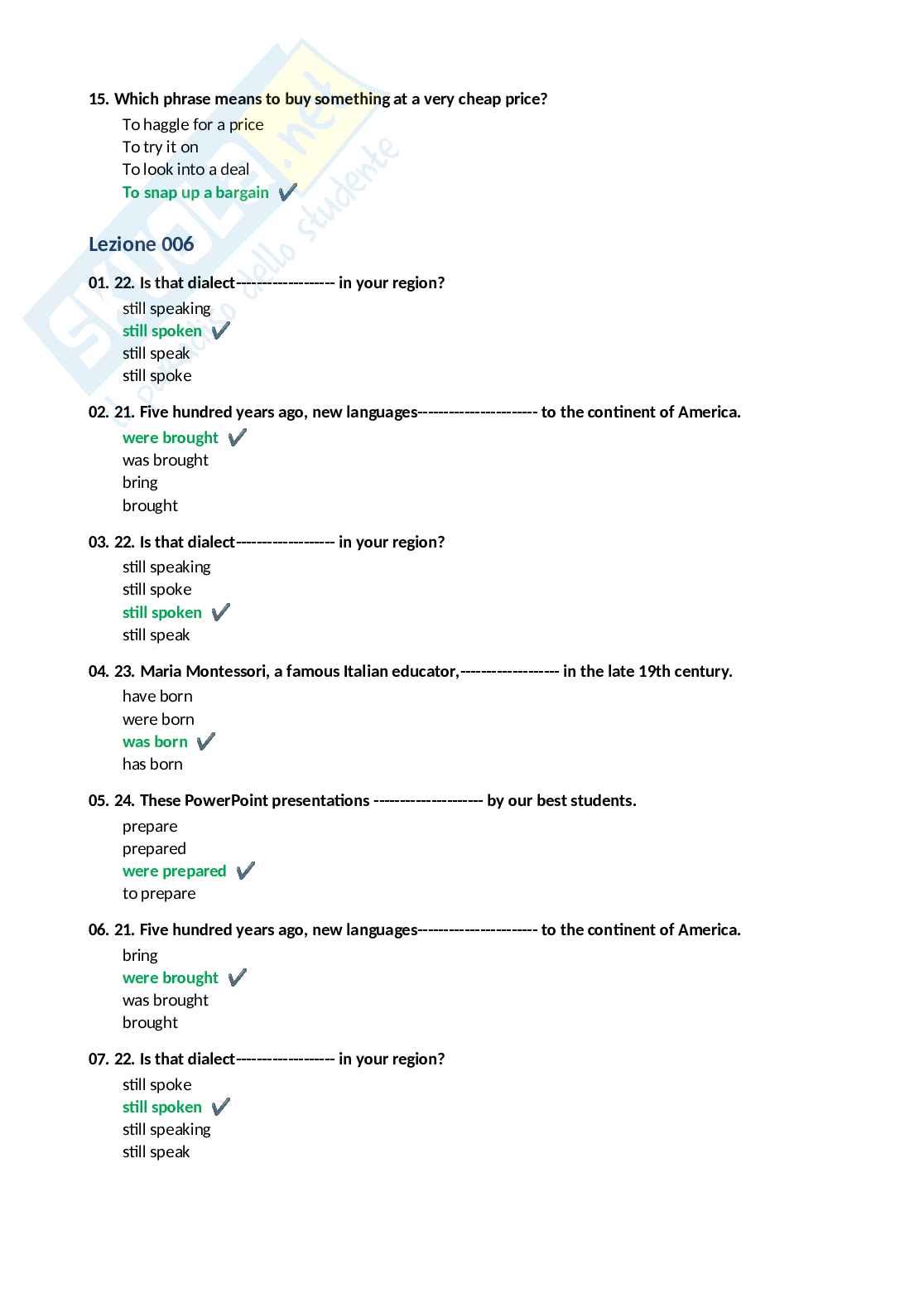 Paniere completo Lingua inglese 2026  Pag. 11