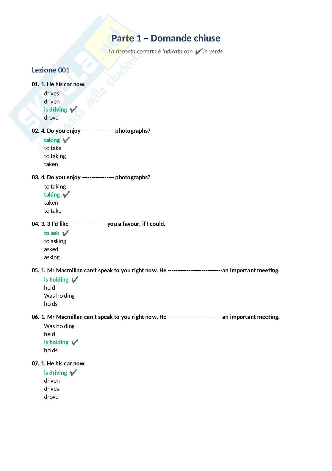 Paniere completo Lingua inglese 2026  Pag. 2