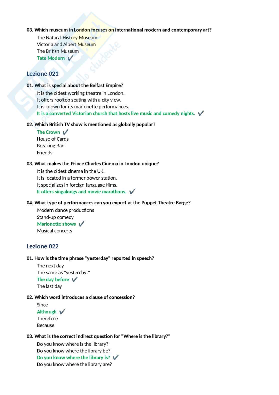 Paniere completo Lingua inglese 2026  Pag. 21