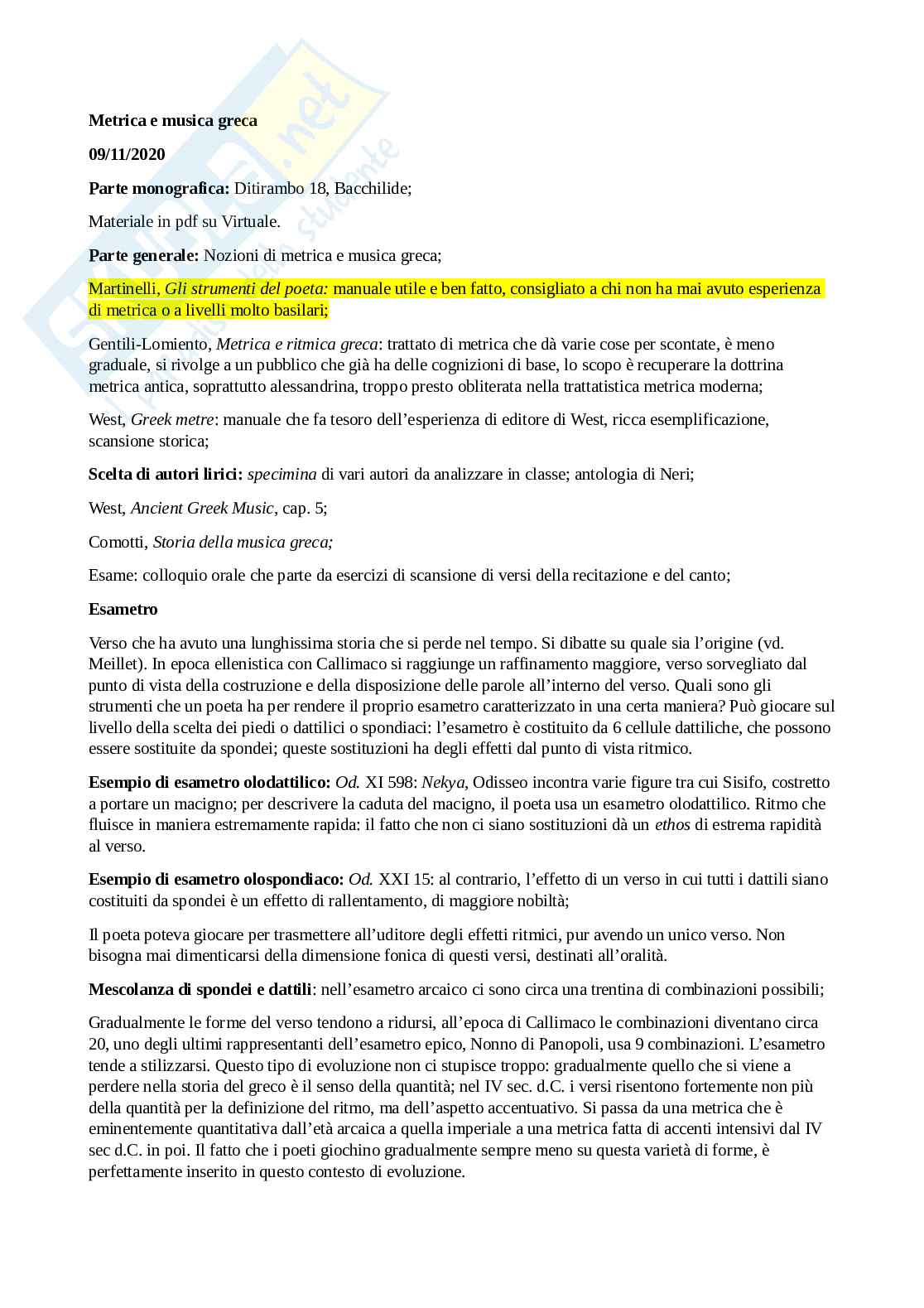 Appunti di metrica e musica Pag. 1