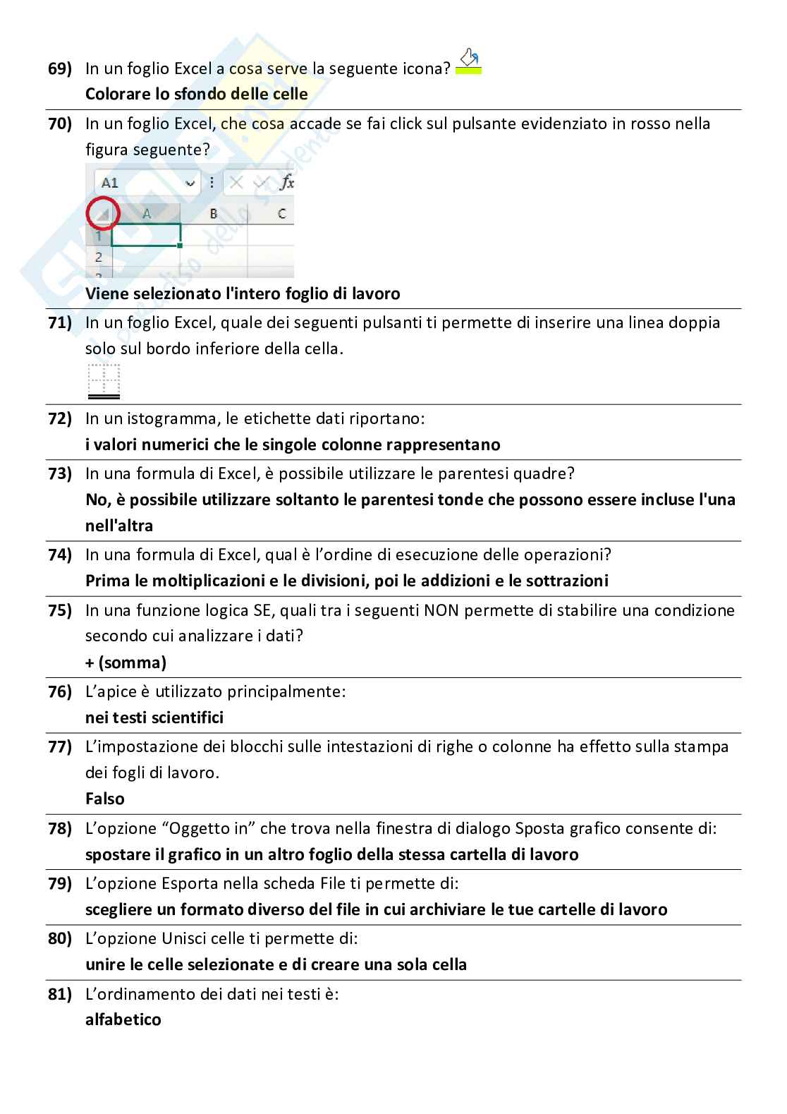 Eipass 7 Moduli (v 6.0) - Modulo 6 - Creare cartelle di lavoro con Microsoft Excel Pag. 6