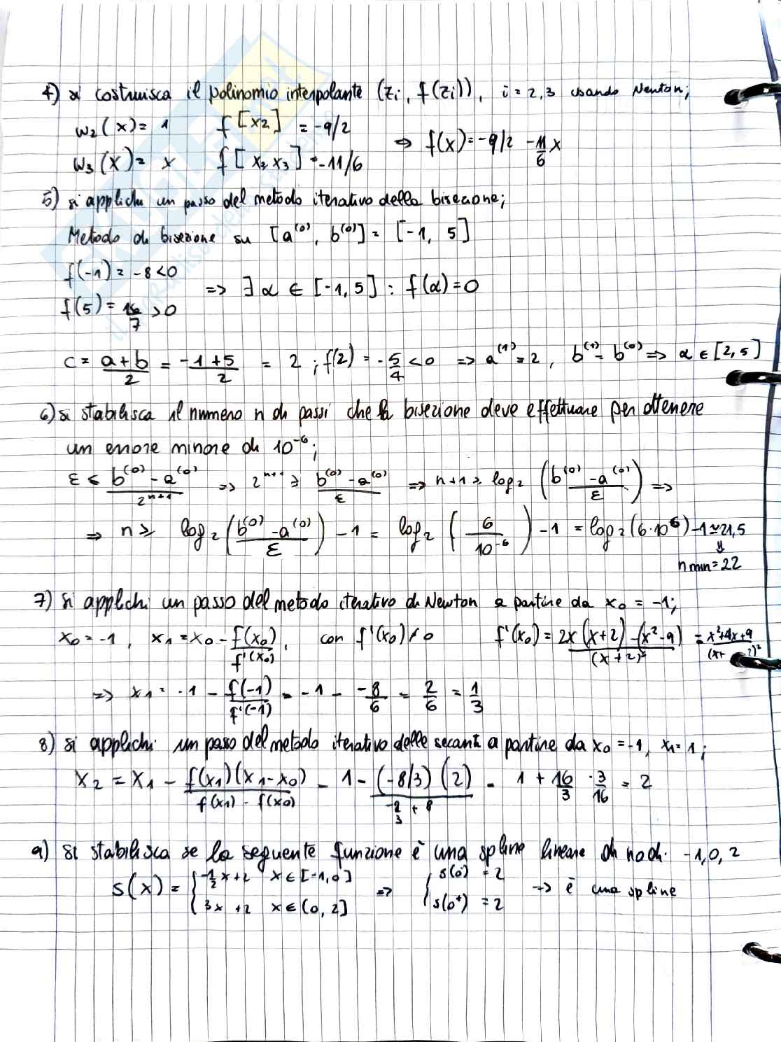 Esame Calcolo numerico 14 Giugno 2021 Pag. 2