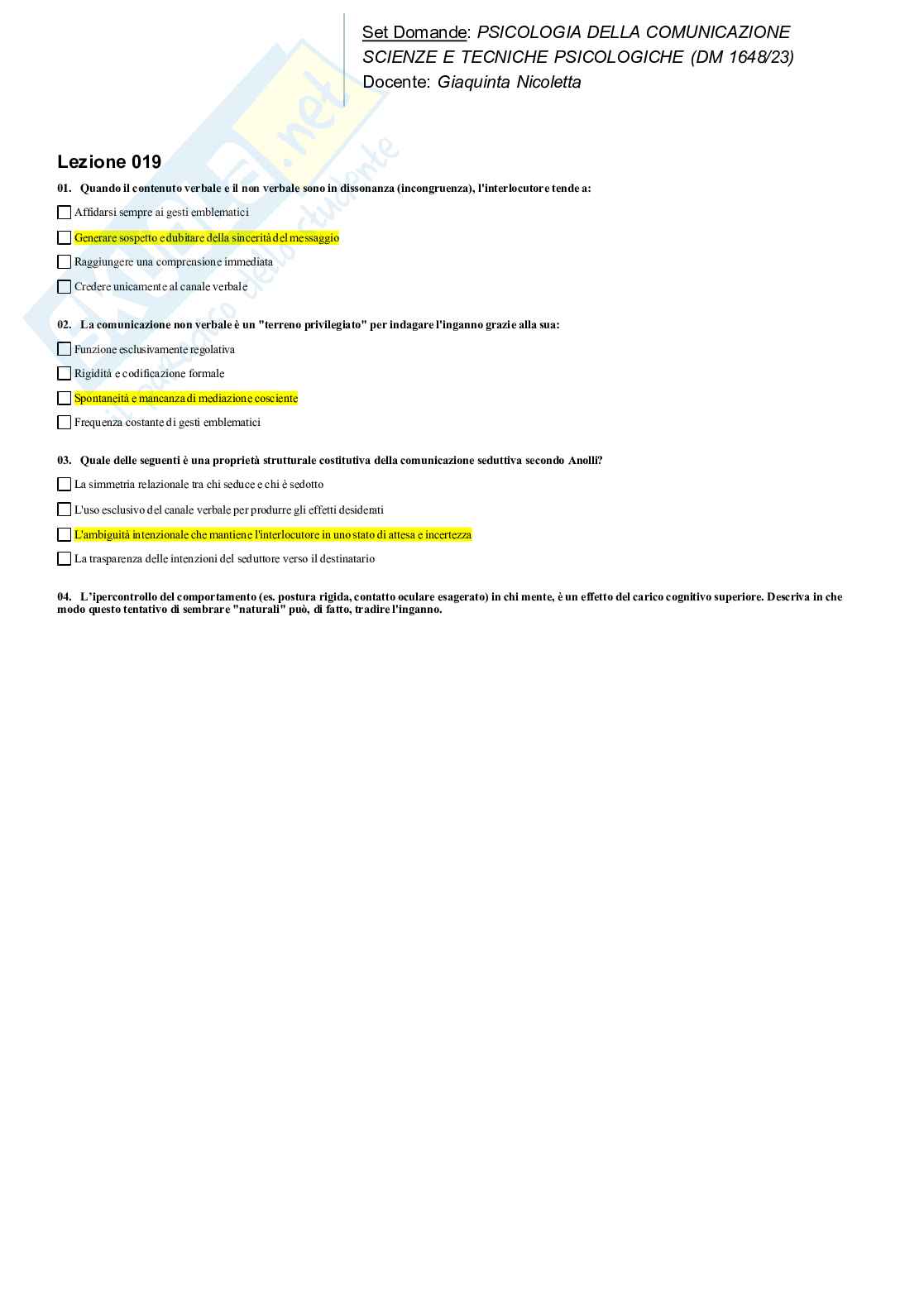Paniere Psicologia della comunicazione Pag. 21