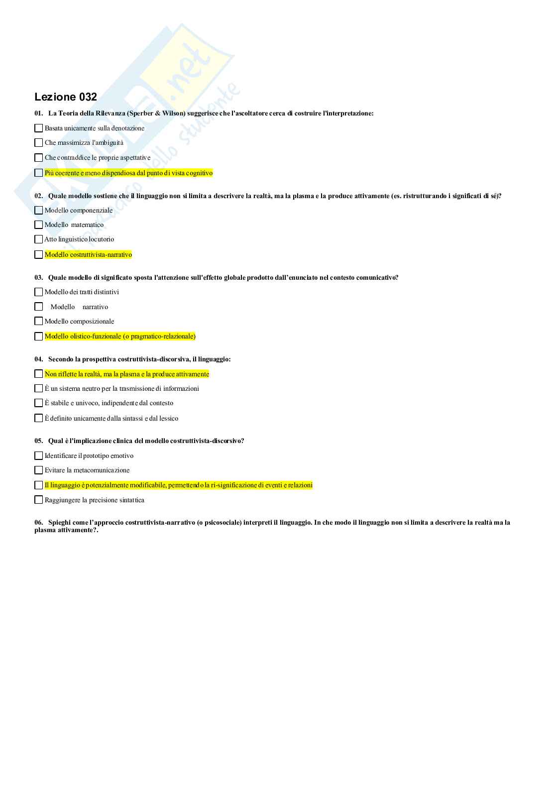 Paniere Psicologia della comunicazione Pag. 31