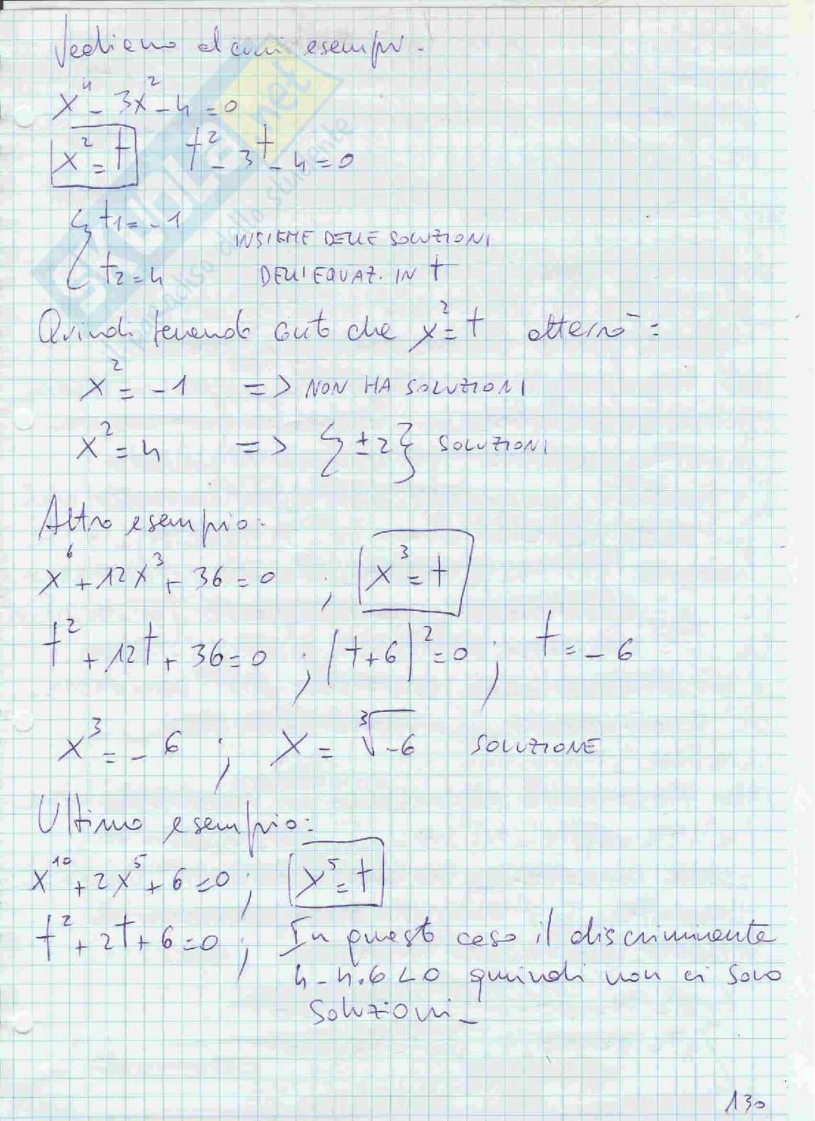 Equazioni e disequazioni, fratte, equazioni di grado superiore al secondo Pag. 11
