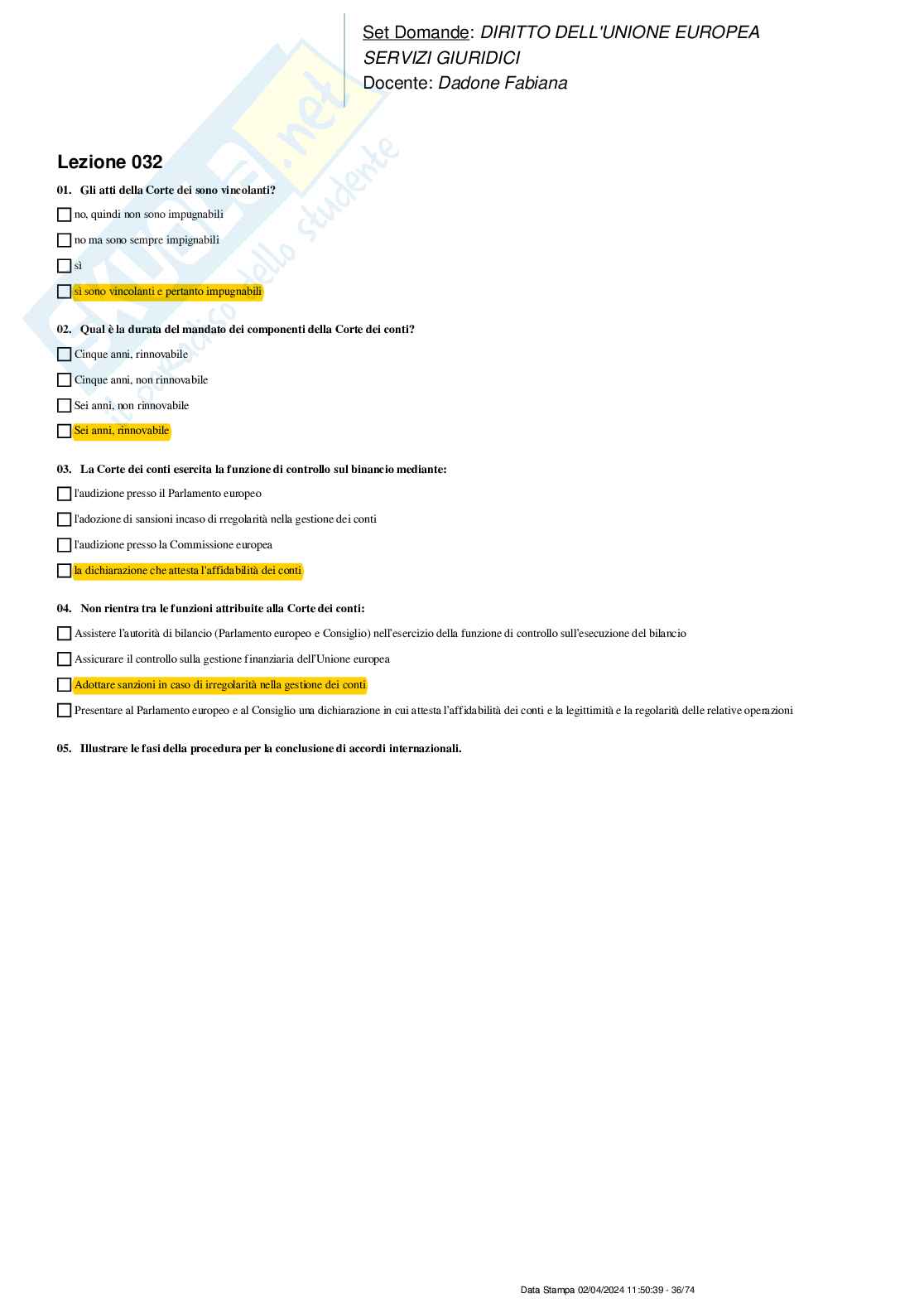 Paniere nuovo (2024) di Diritto dell'Unione Europea (L-Z)  Pag. 36