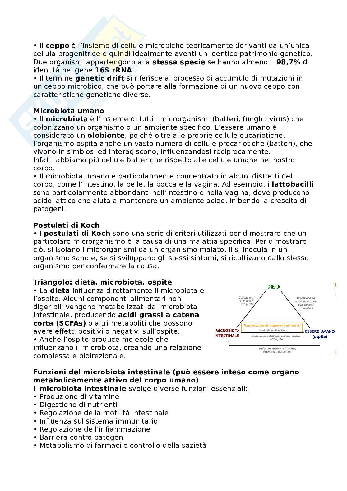 Appunti di Qualità e sicurezza microbiologica nei sistemi alimentari ed ecologia del microbiota umano Pag. 2