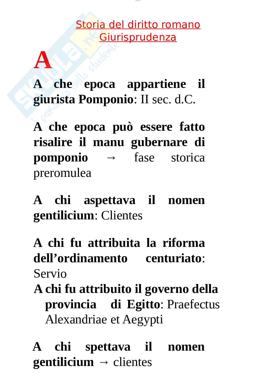 Paniere esame Storia del diritto romano Pag. 1