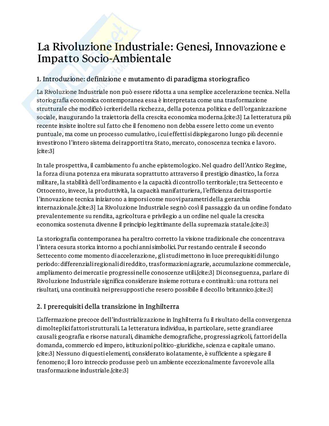 Rivoluzione industriale: genesi, innovazione e impatto socio-ambientale Pag. 1