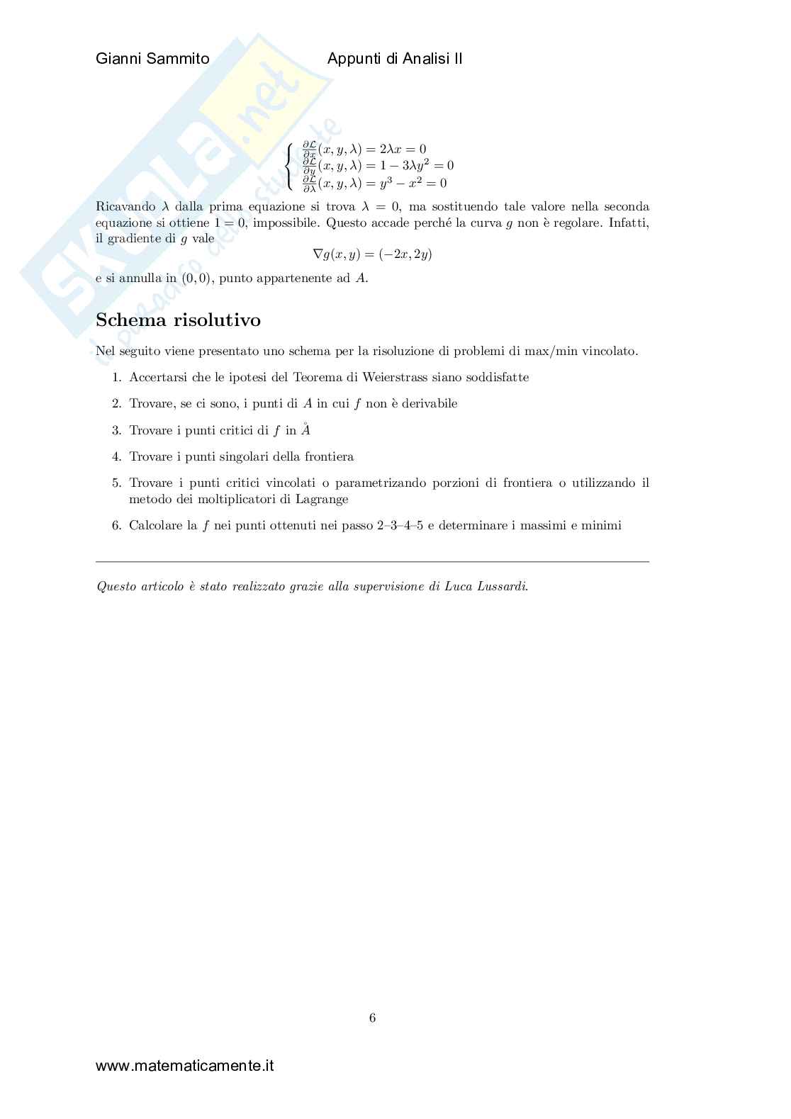 Massimi e minimi vincolati Pag. 6