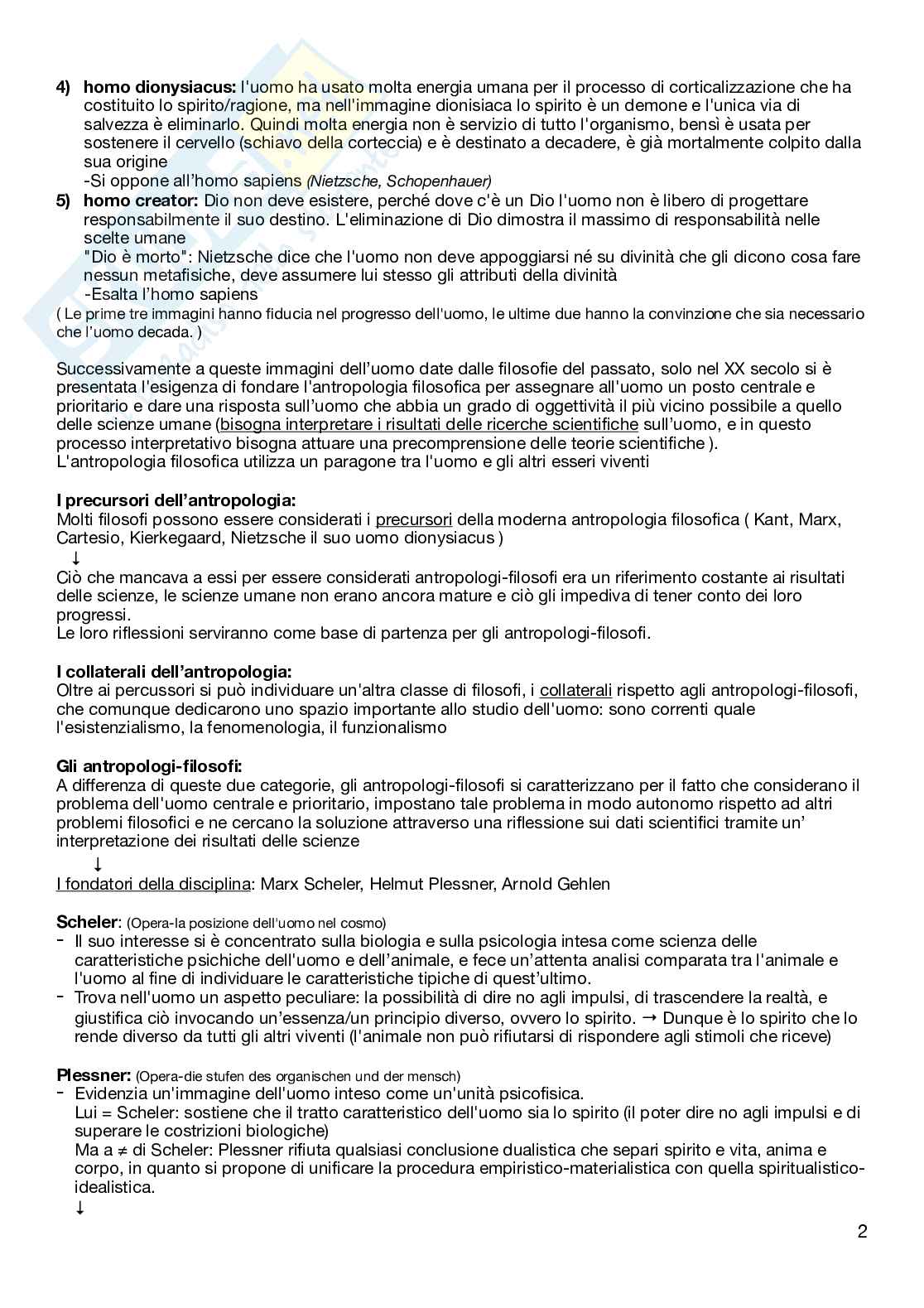 Appunti per l'esame di Antropologia filosofica   Pag. 2
