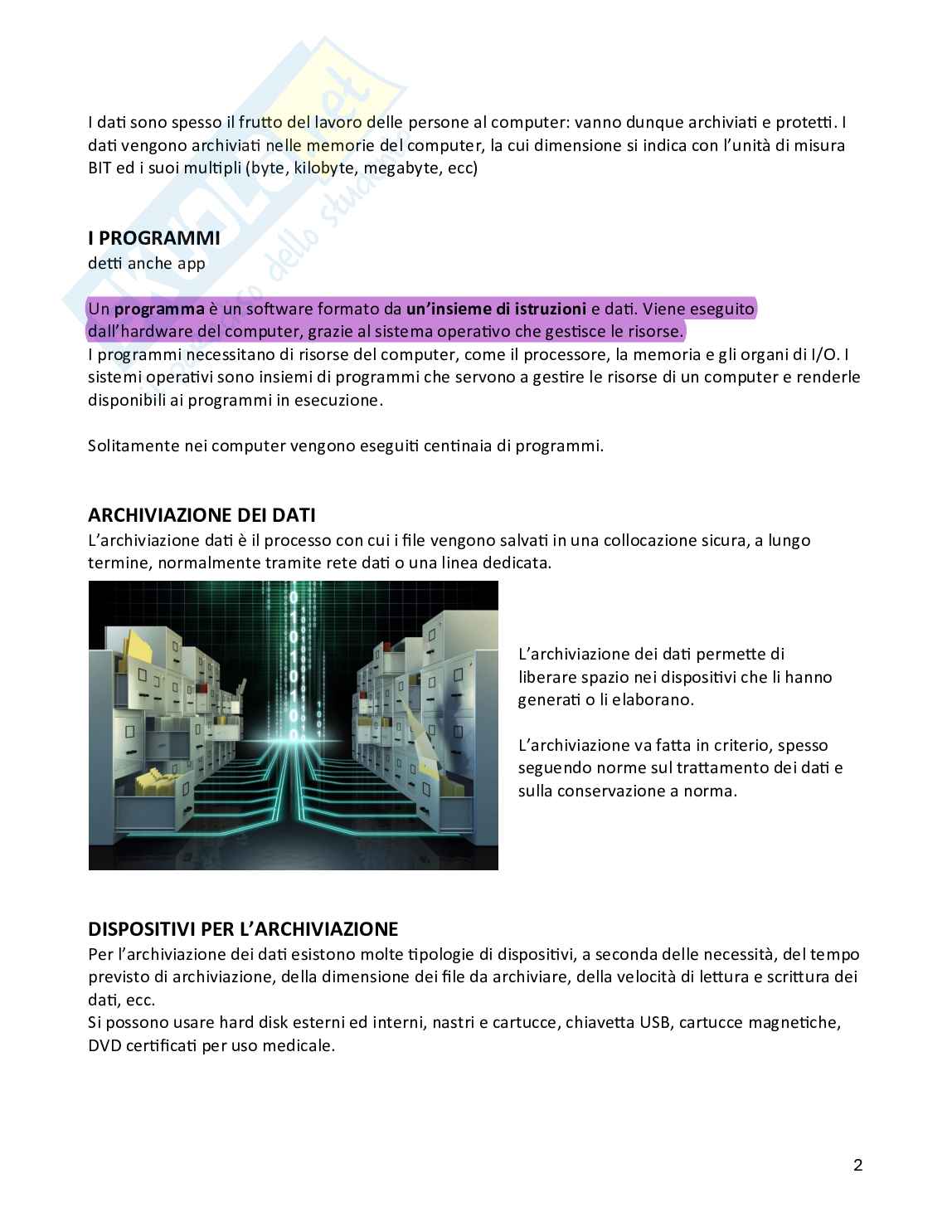 Riassunto esame Informatica, Prof. Rosotti Alberto, libro consigliato Informatica medica, Alberto Rosotti Pag. 2