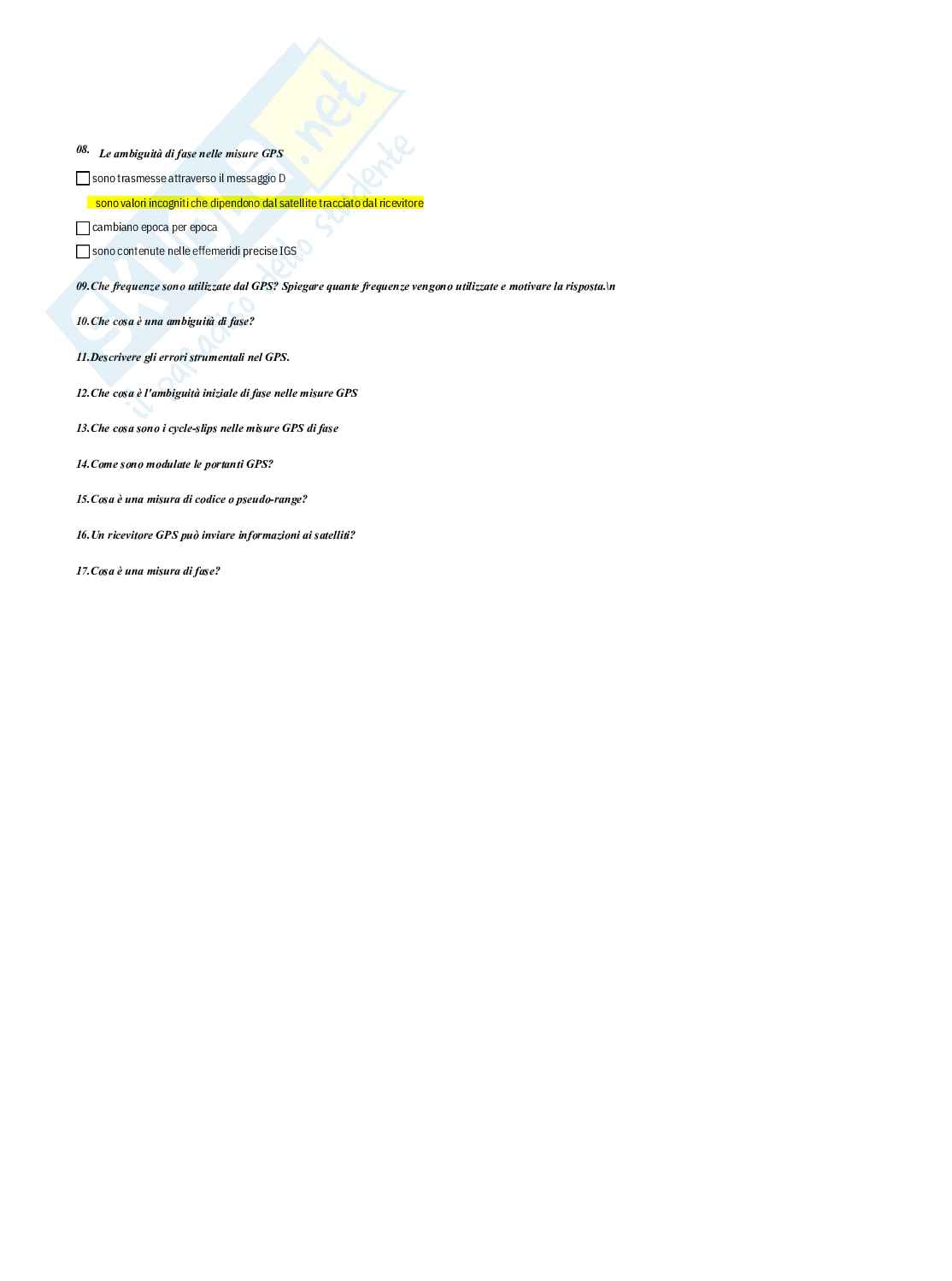 Geomatica – Preparazione esame – Paniere completo risposte chiuse (216) – A.A. 2025/2026 Pag. 41