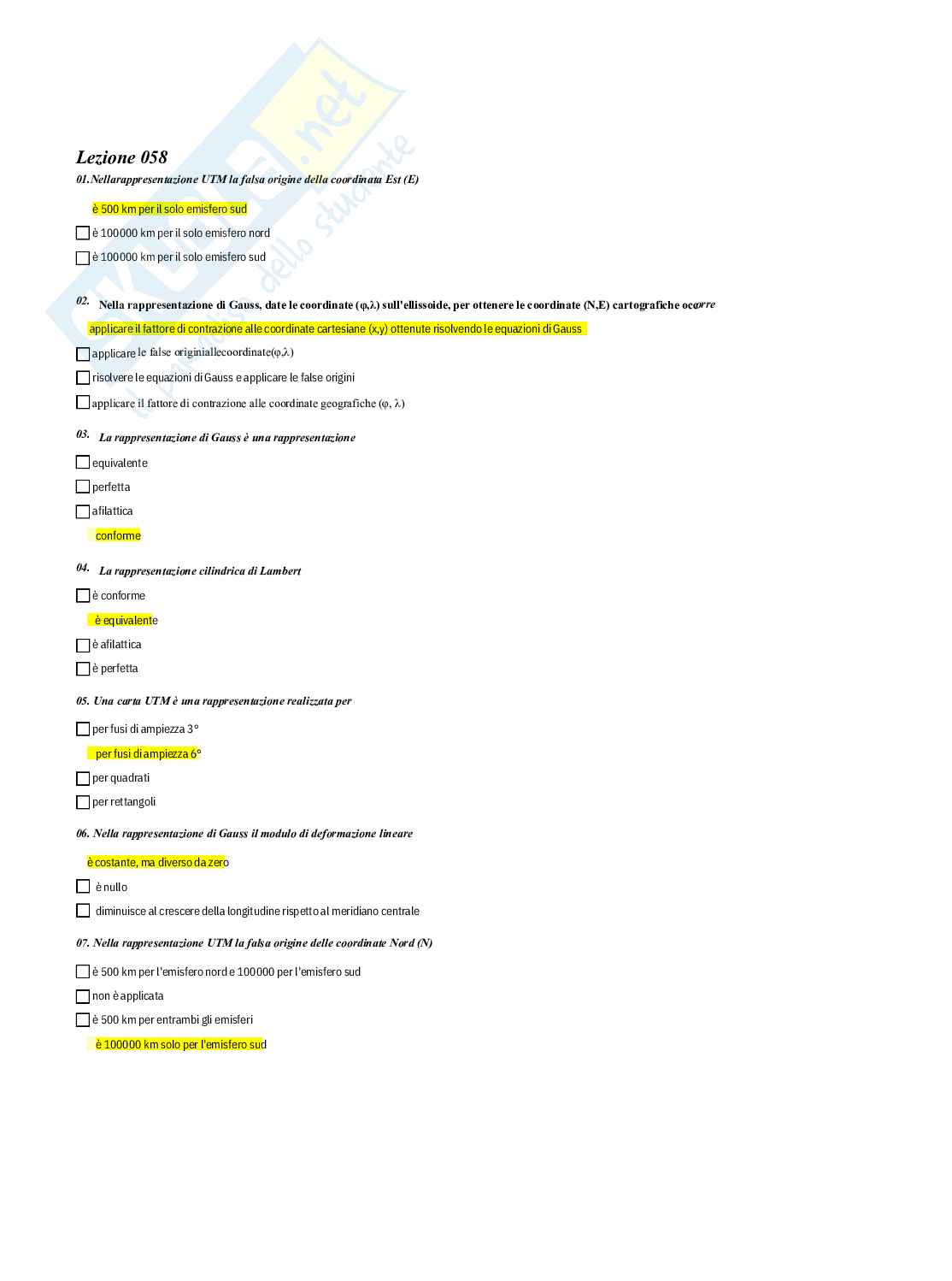 Geomatica – Preparazione esame – Paniere completo risposte chiuse (216) – A.A. 2025/2026 Pag. 56