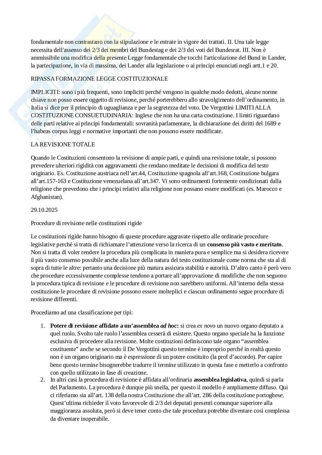 Riassunto esame Diritto costituzionale , Prof. Pilia Luca, libro consigliato Diritto costituzionale comparato , De Vergottini  Pag. 46
