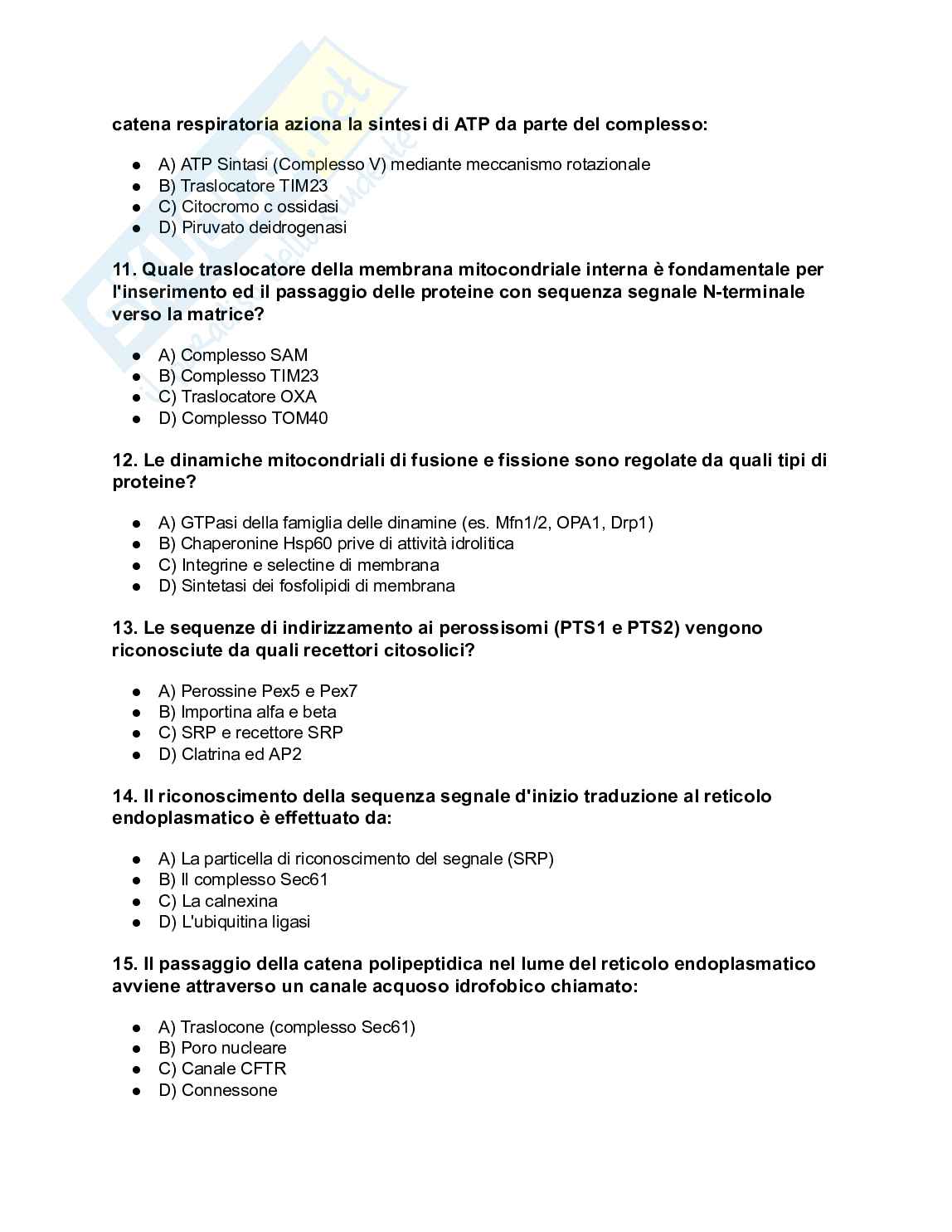 200+ Quiz Biologia generale, cellulare, molecolare e genetica svolti e commentati - Semestre Filtro 2026/2027 Pag. 16