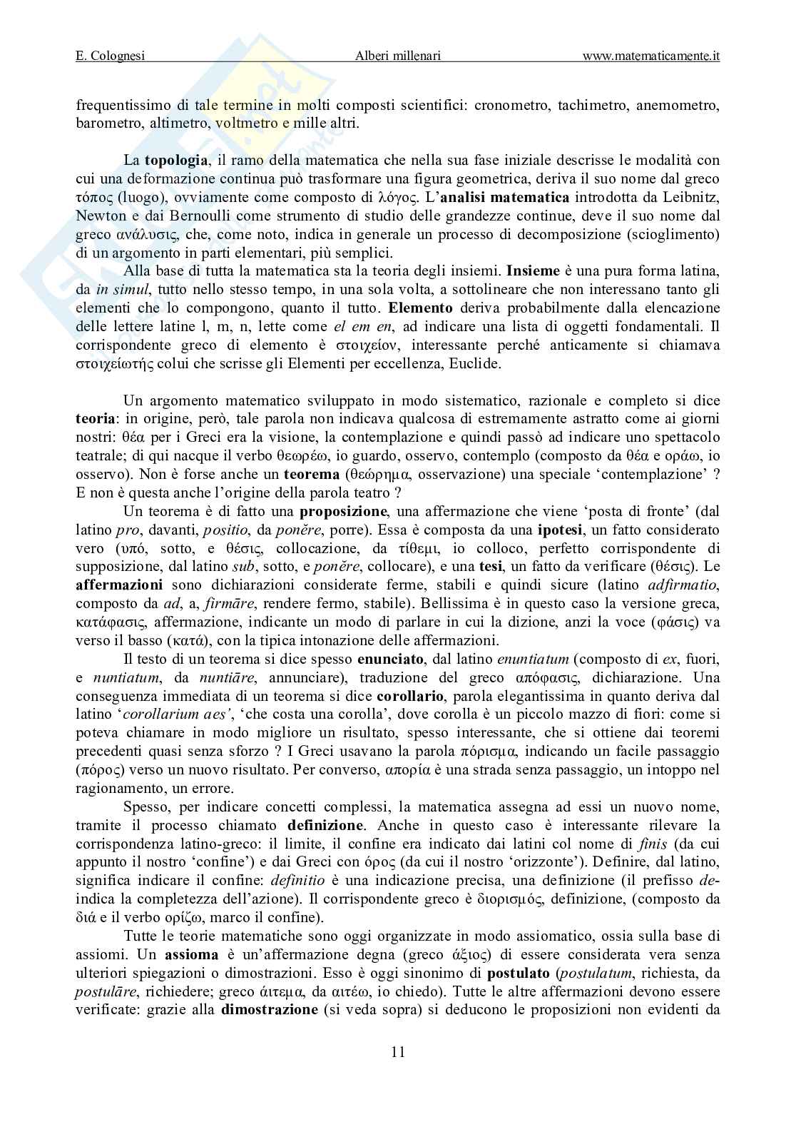 Alberi millenari, alle origini delle parole della matematica Pag. 11